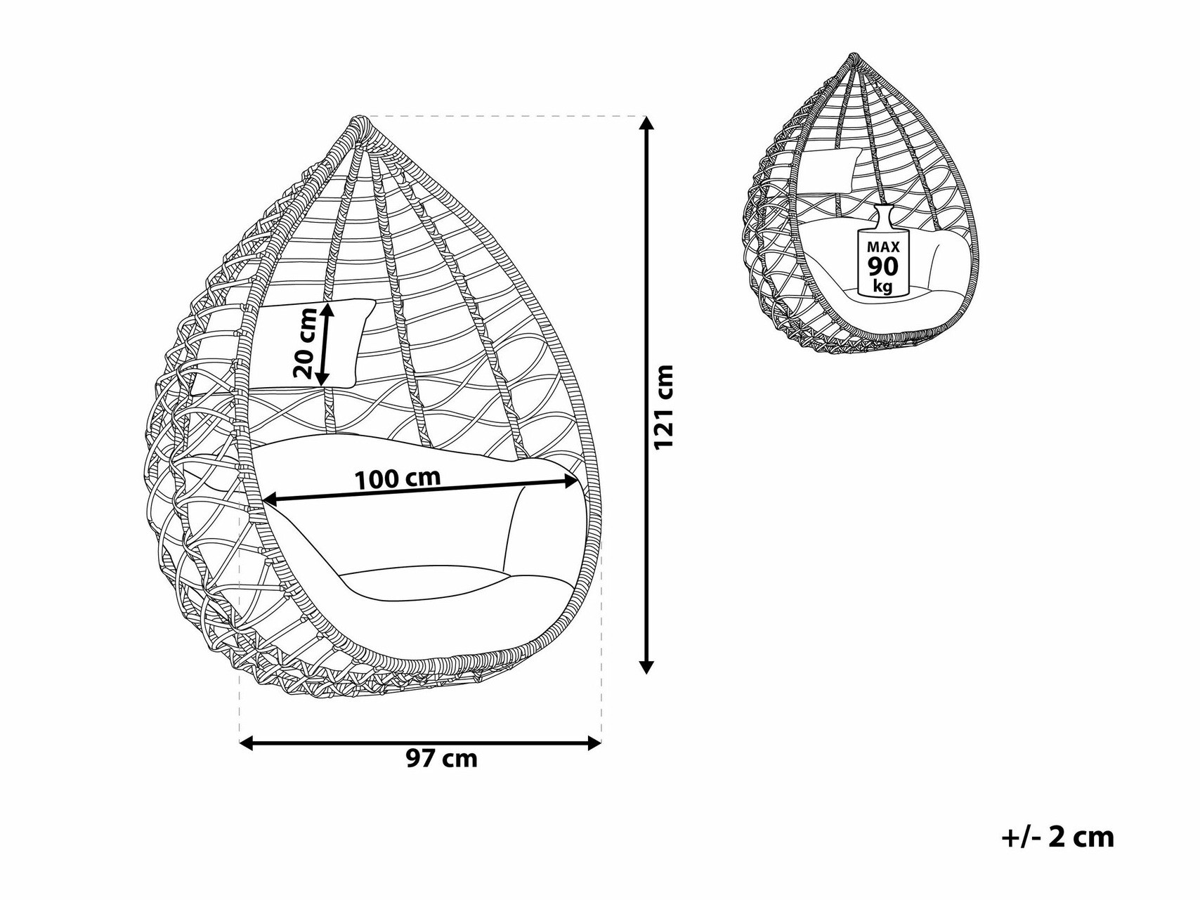 Viseči stol Berwyn 1865 (Svetlo rjava)