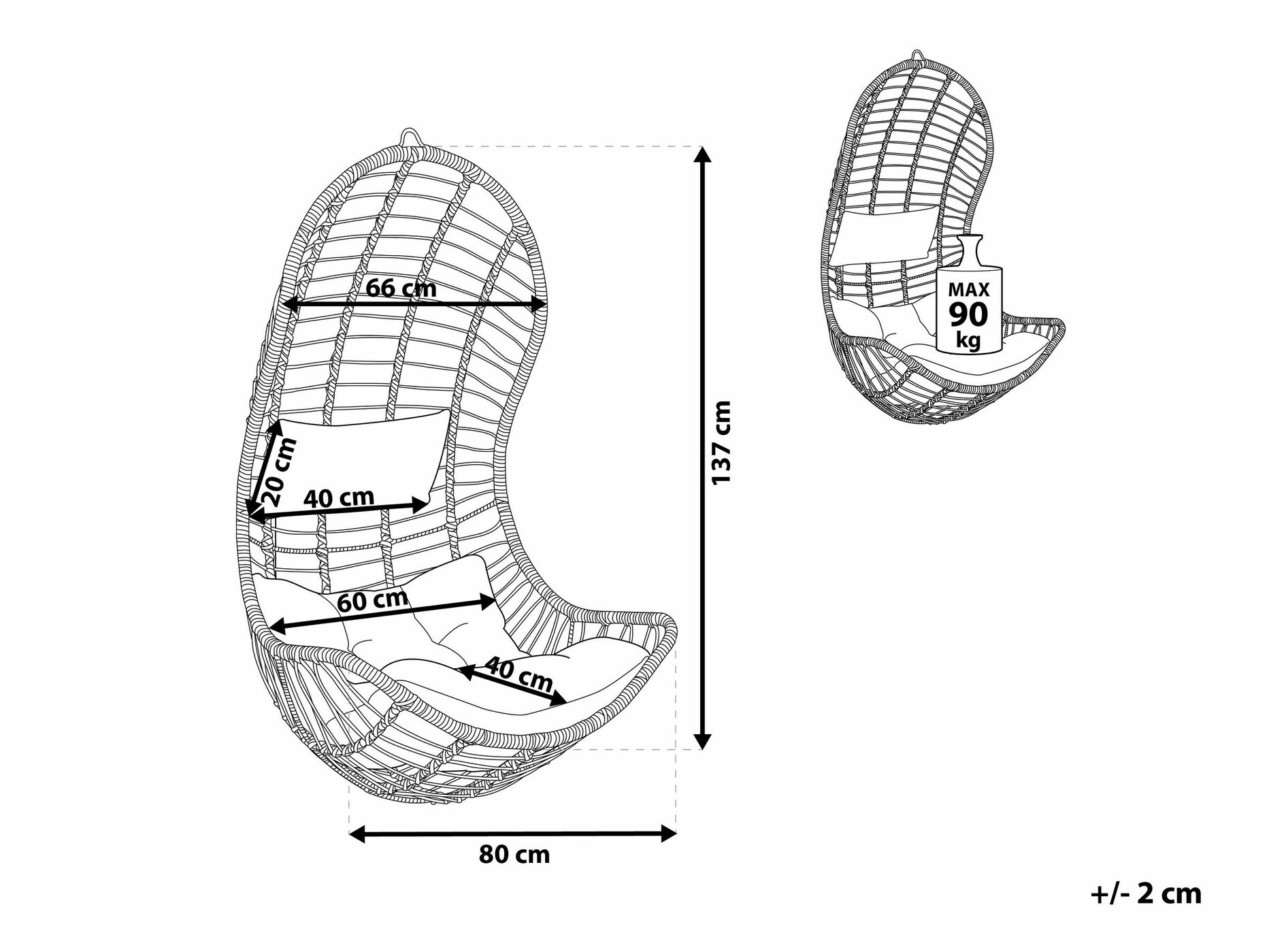 Viseči stol Berwyn 1875 (Svetlo rjava)
