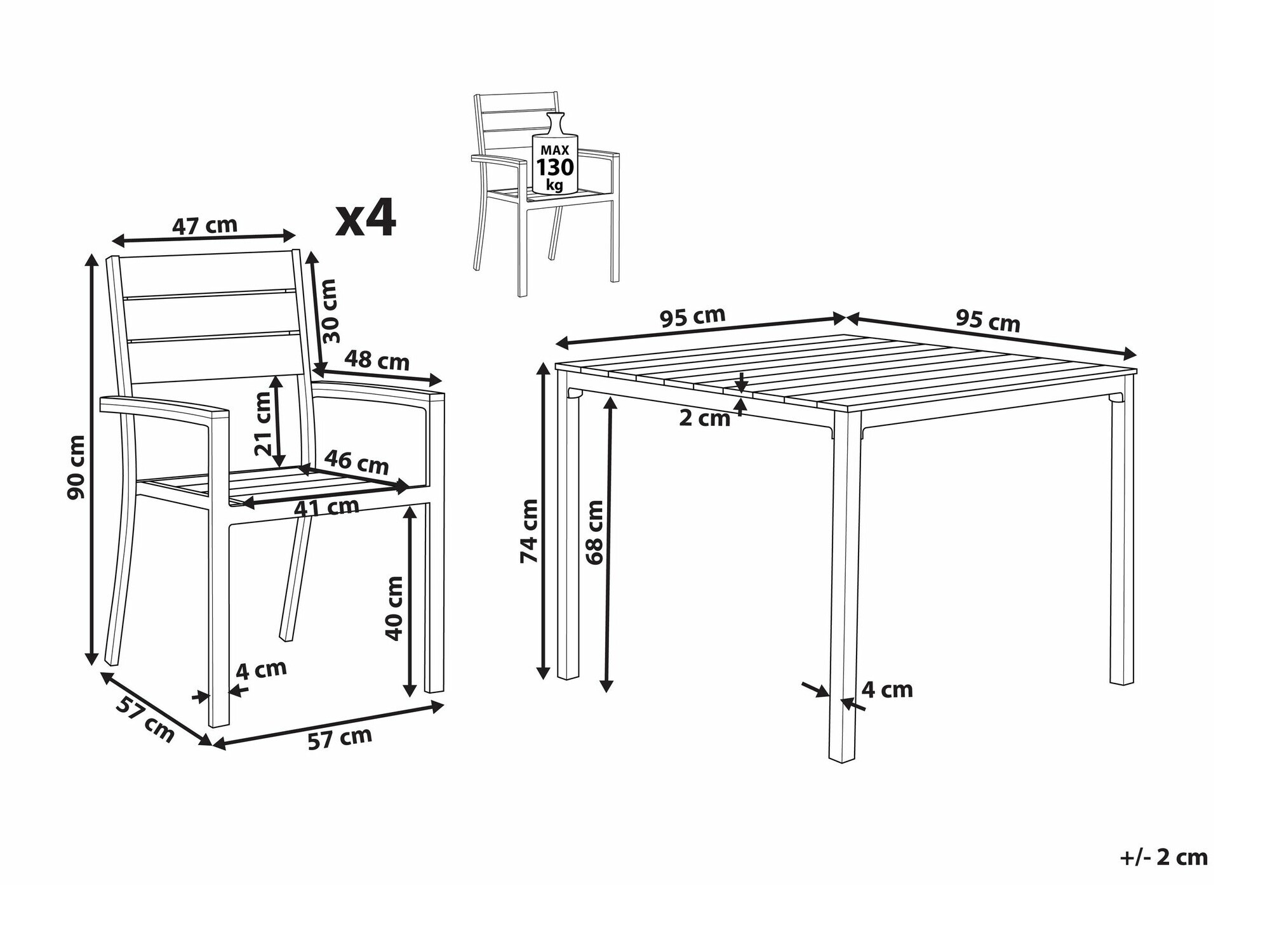 Komplet mize in stolov Berwyn 1912 (Črna + Siva)