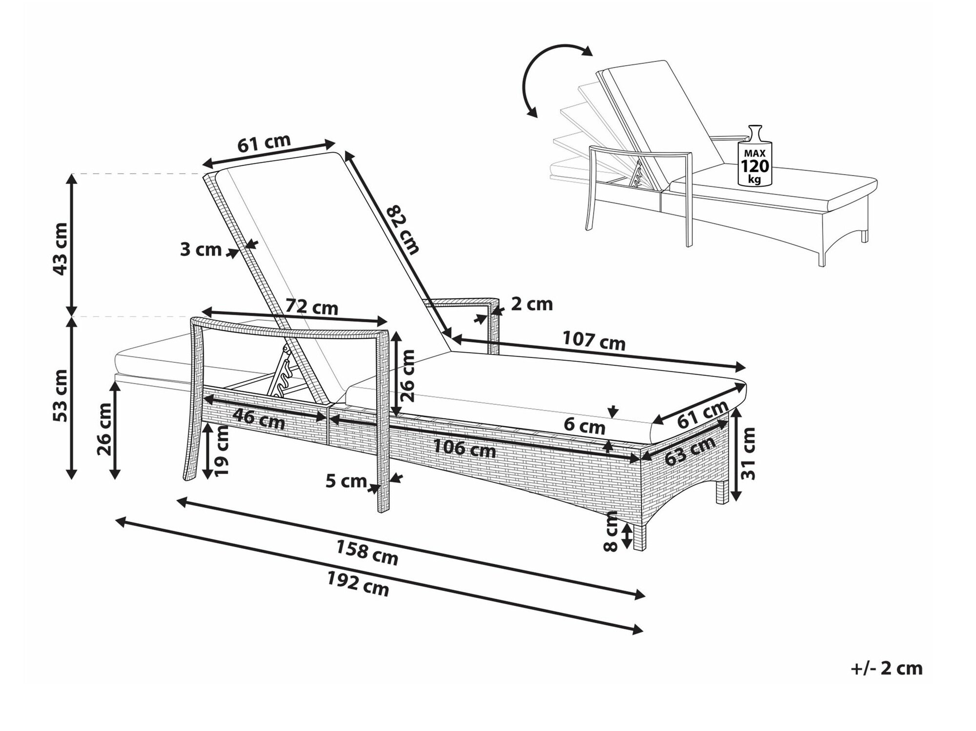 Vrtni ležalnik Berwyn 1911 (Bela)