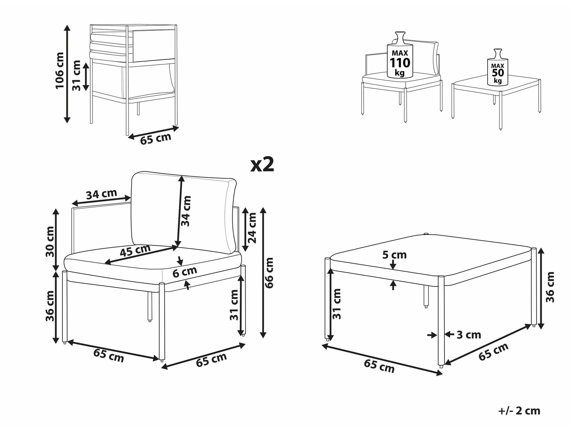 Komplet vrtnega pohištva Berwyn 1946 (Oranžna)