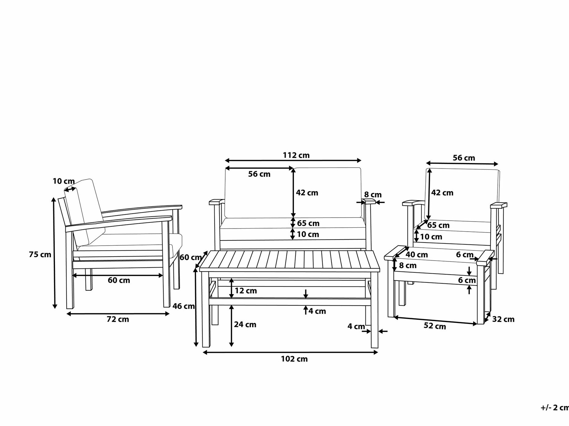 Komplet vrtnega pohištva Berwyn 1955 (Taupe + Temen les)
