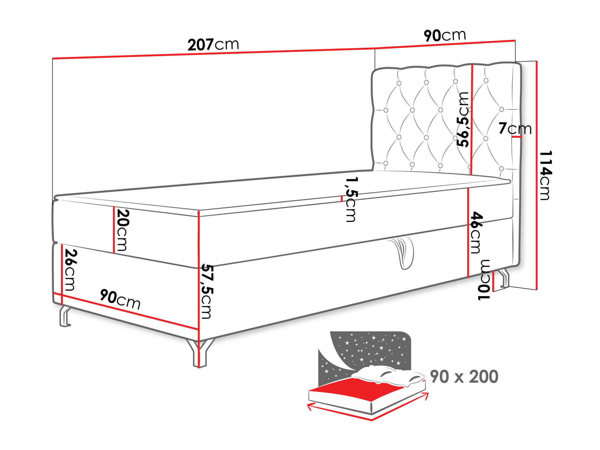 Boxspring postelja Memphis 142 (Manila 09)