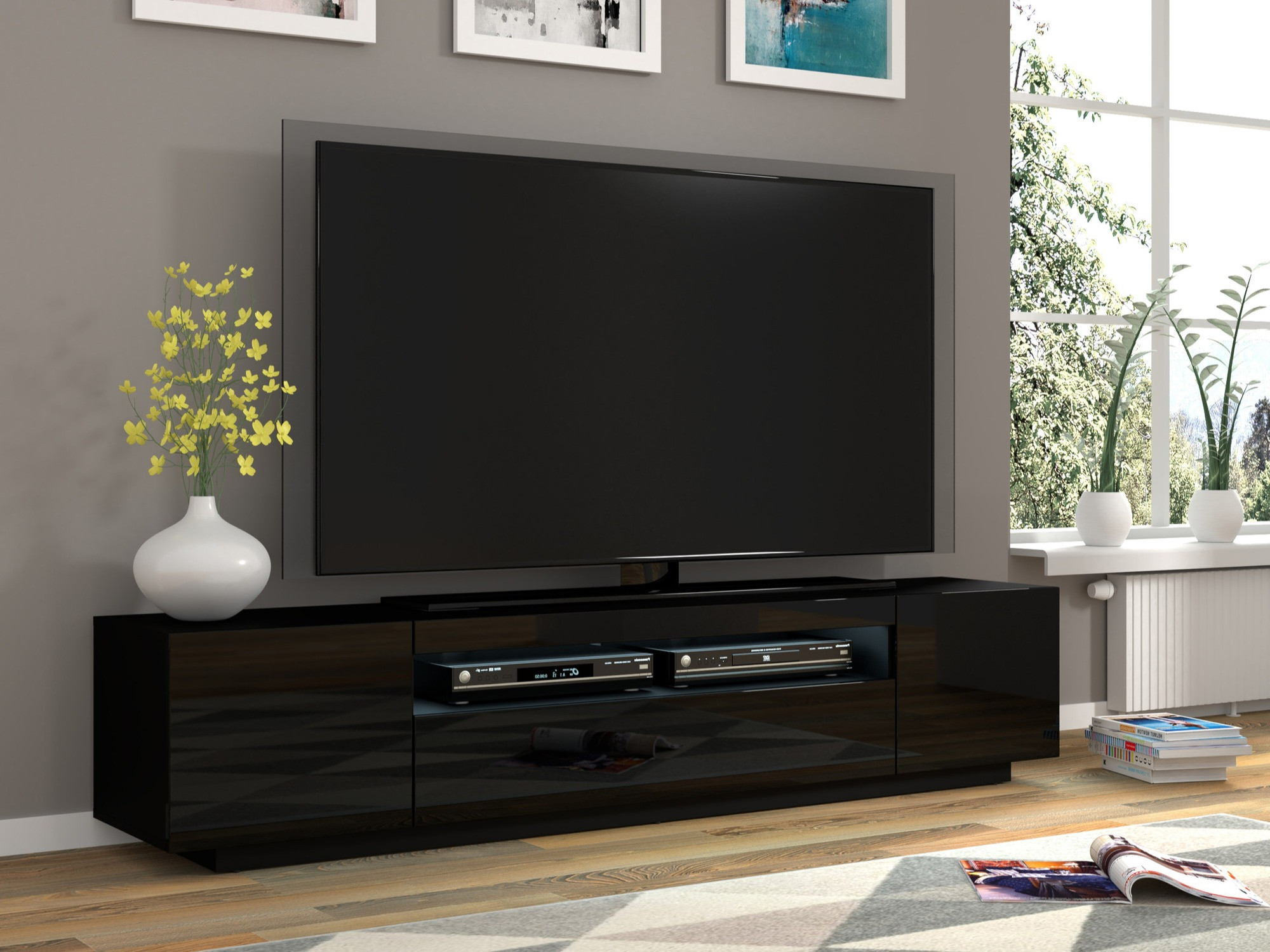 TV-omarica Morteo 104 (Črna + Sijaj črna)