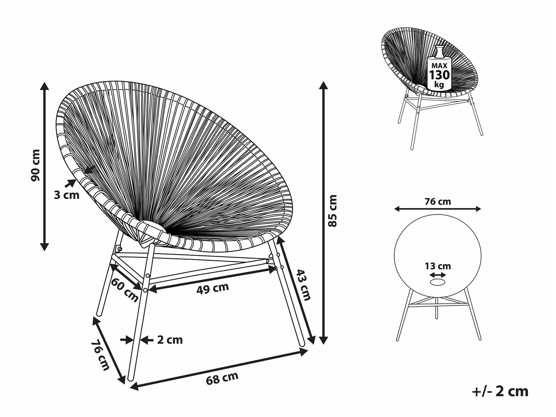 Vrtni stol Berwyn 1961 (Modra + Roza)
