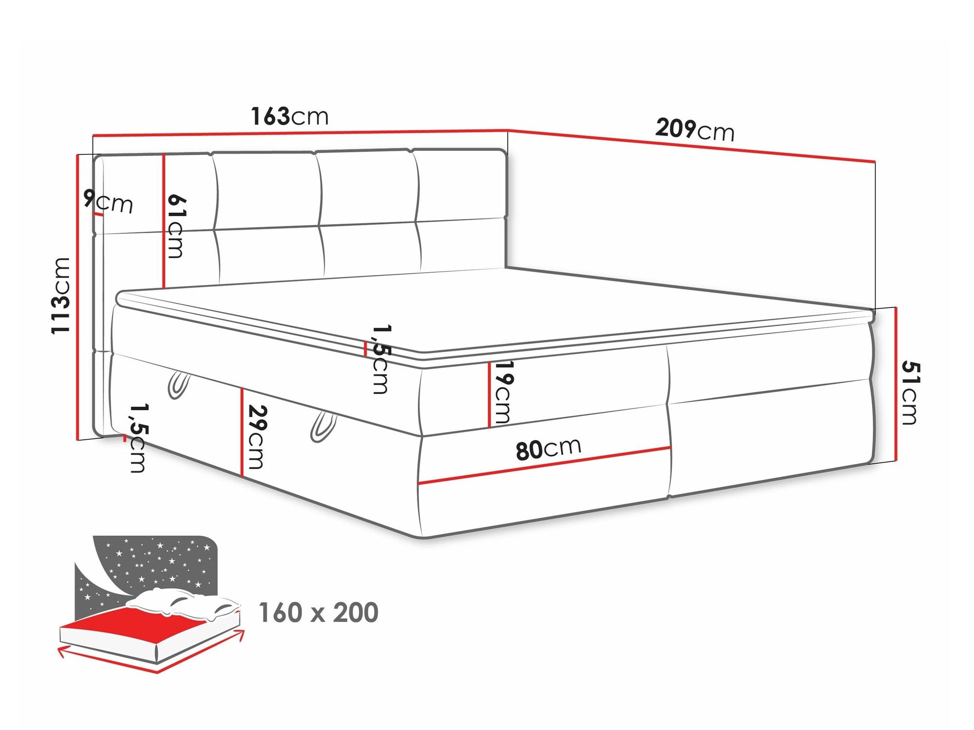 Boxspring postelja ComfiDream Nivina (Curio 02)