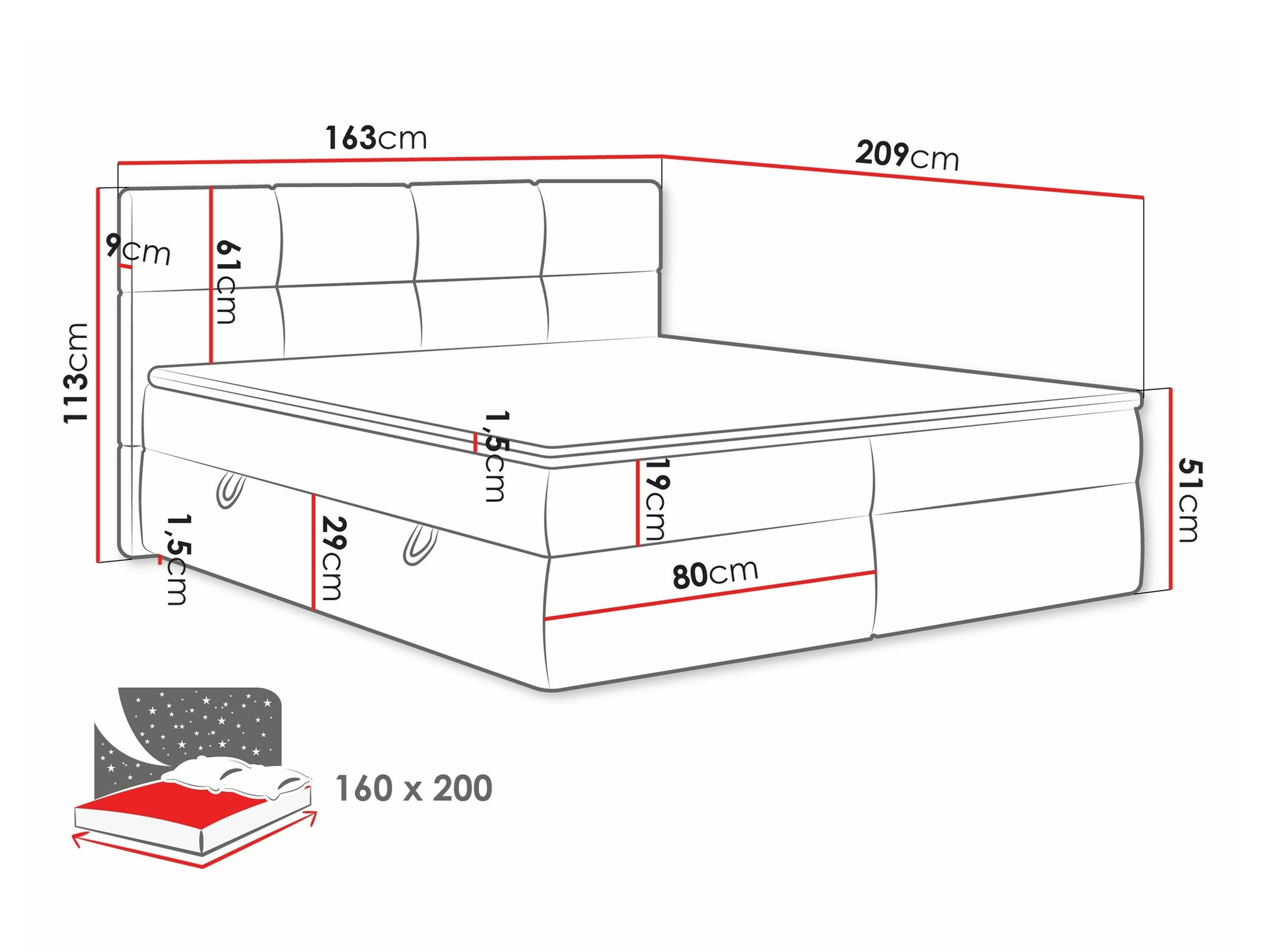 Boxspring postelja ComfiDream Nivina (Curio 11)