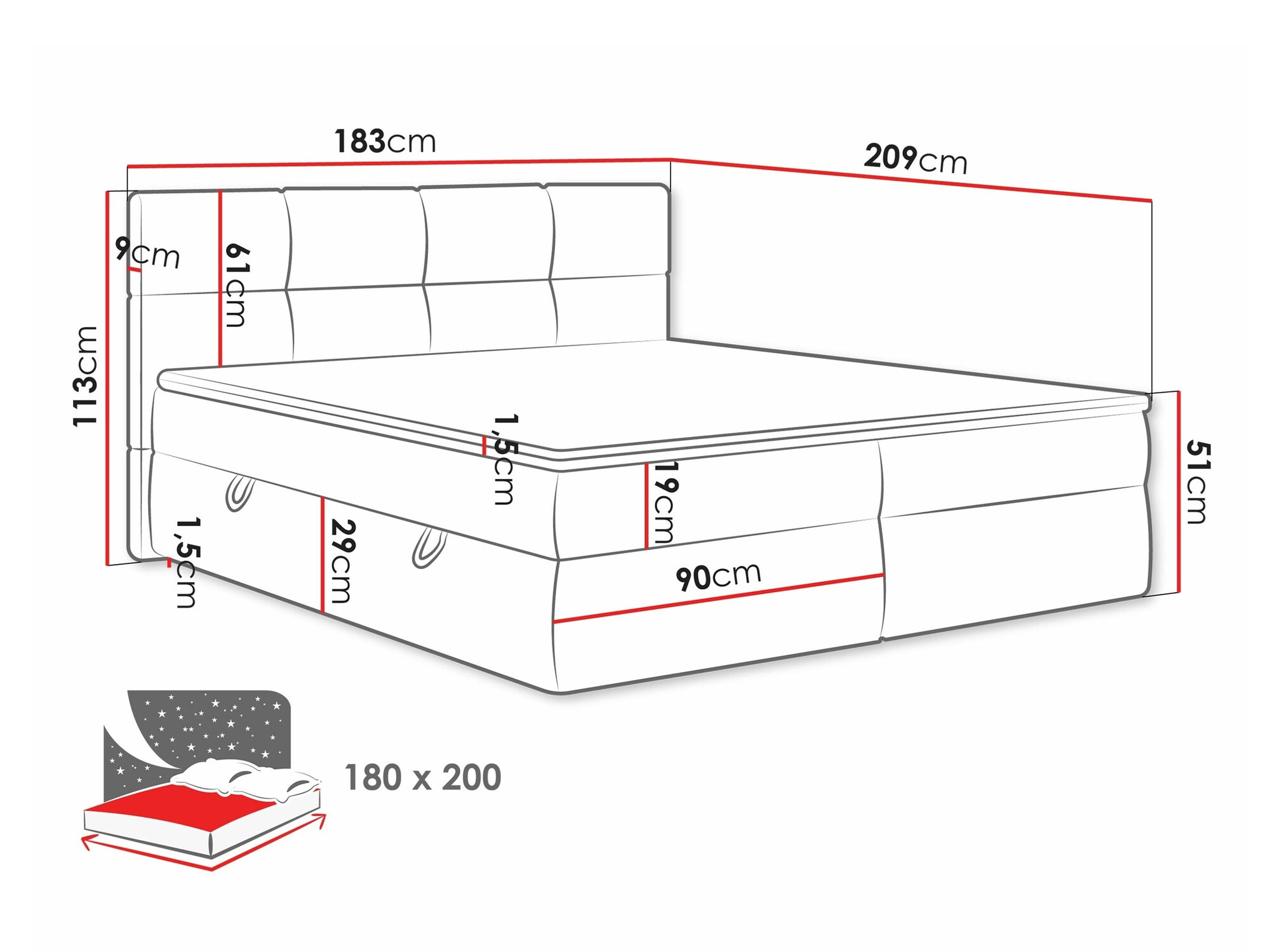 Boxspring postelja ComfiDream Nivina (Curio 11)