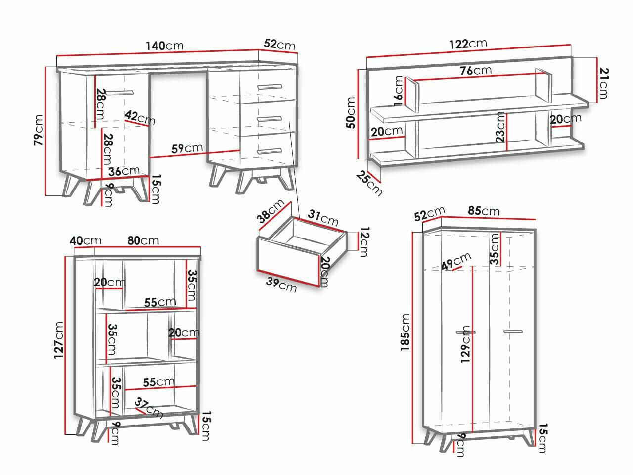 Komplet za domačo pisarno Sorvera 114