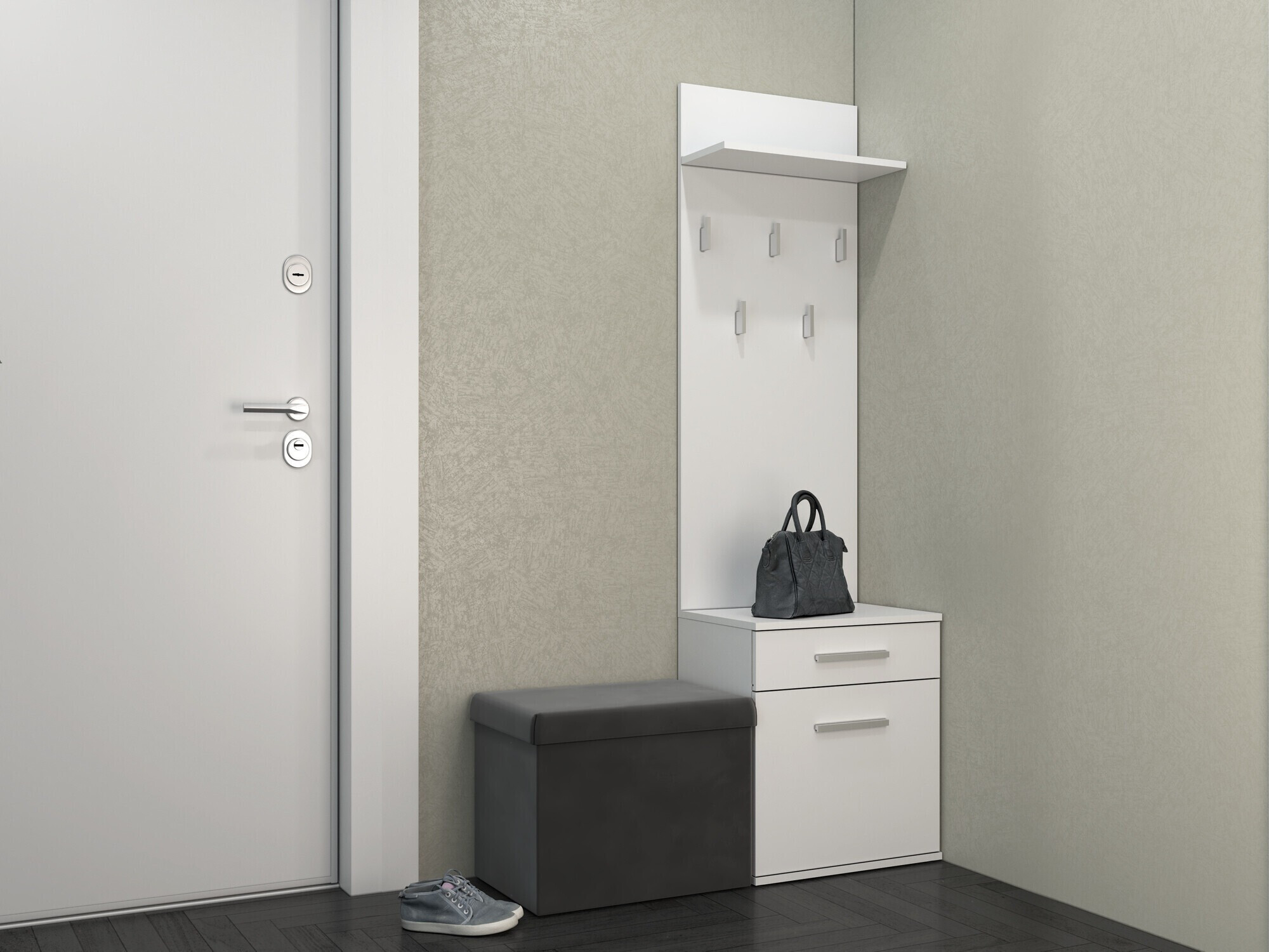 Komplet za predsobo Mandeville 129 (Mat bela)