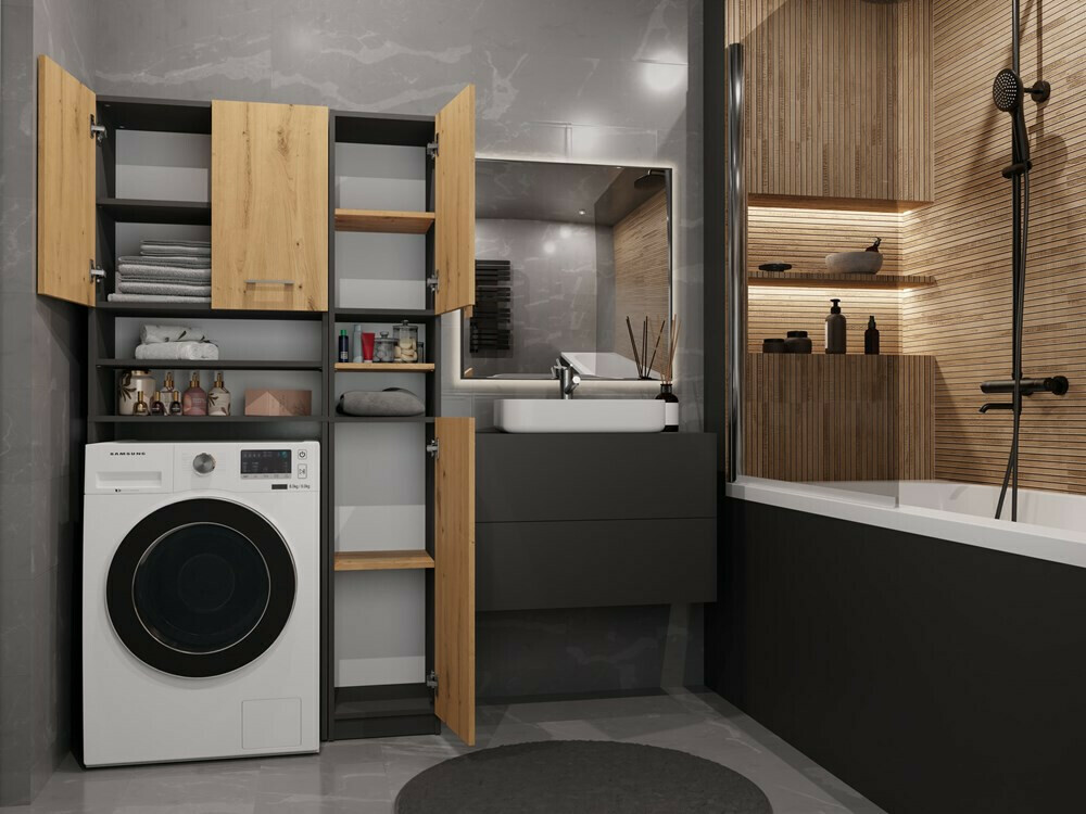 Kopalniški poličnik Mandeville 128 (Antracit + Artisan hrast)