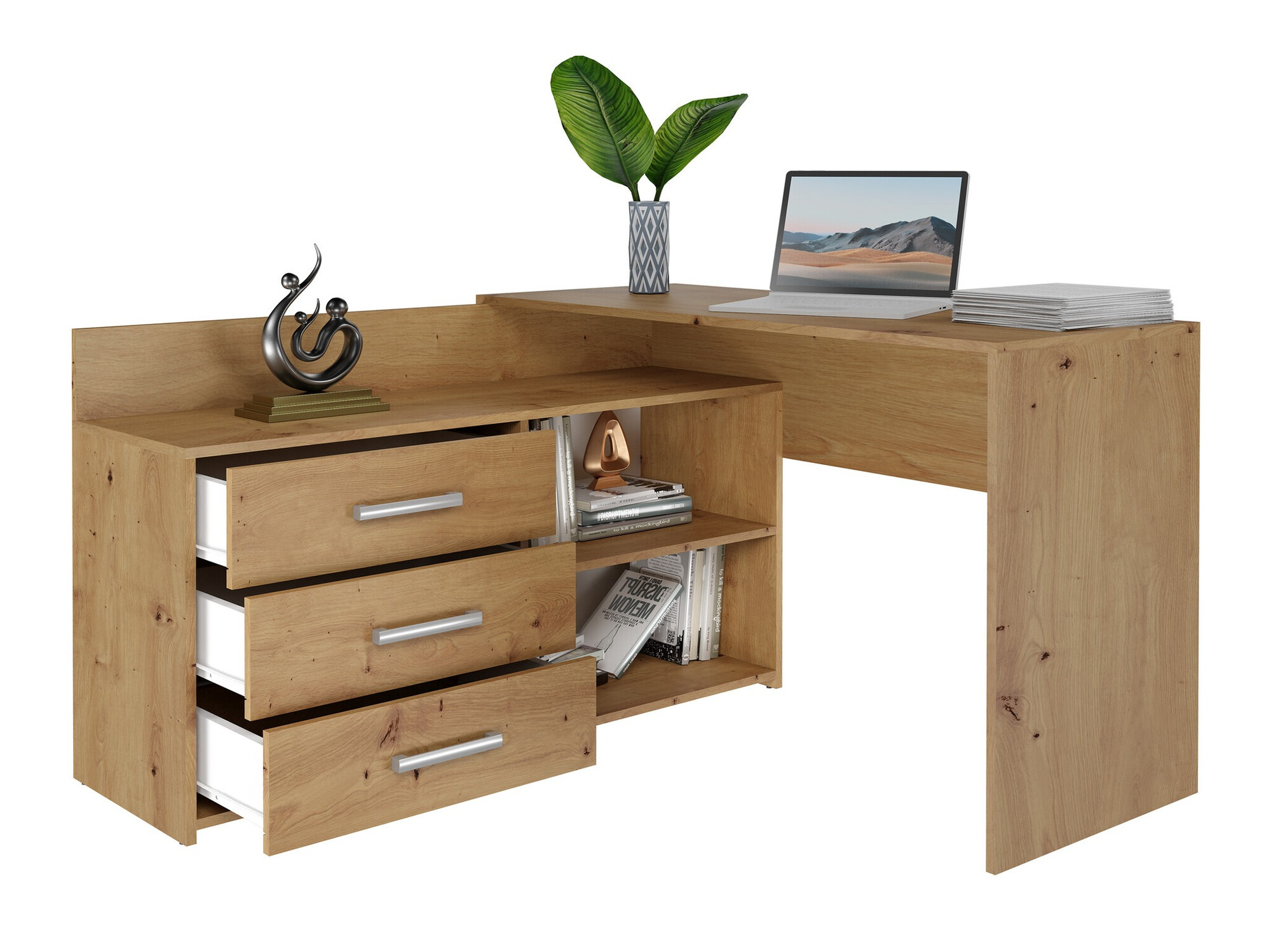 Kotna pisalna miza Mandeville 131 (Artisan hrast)