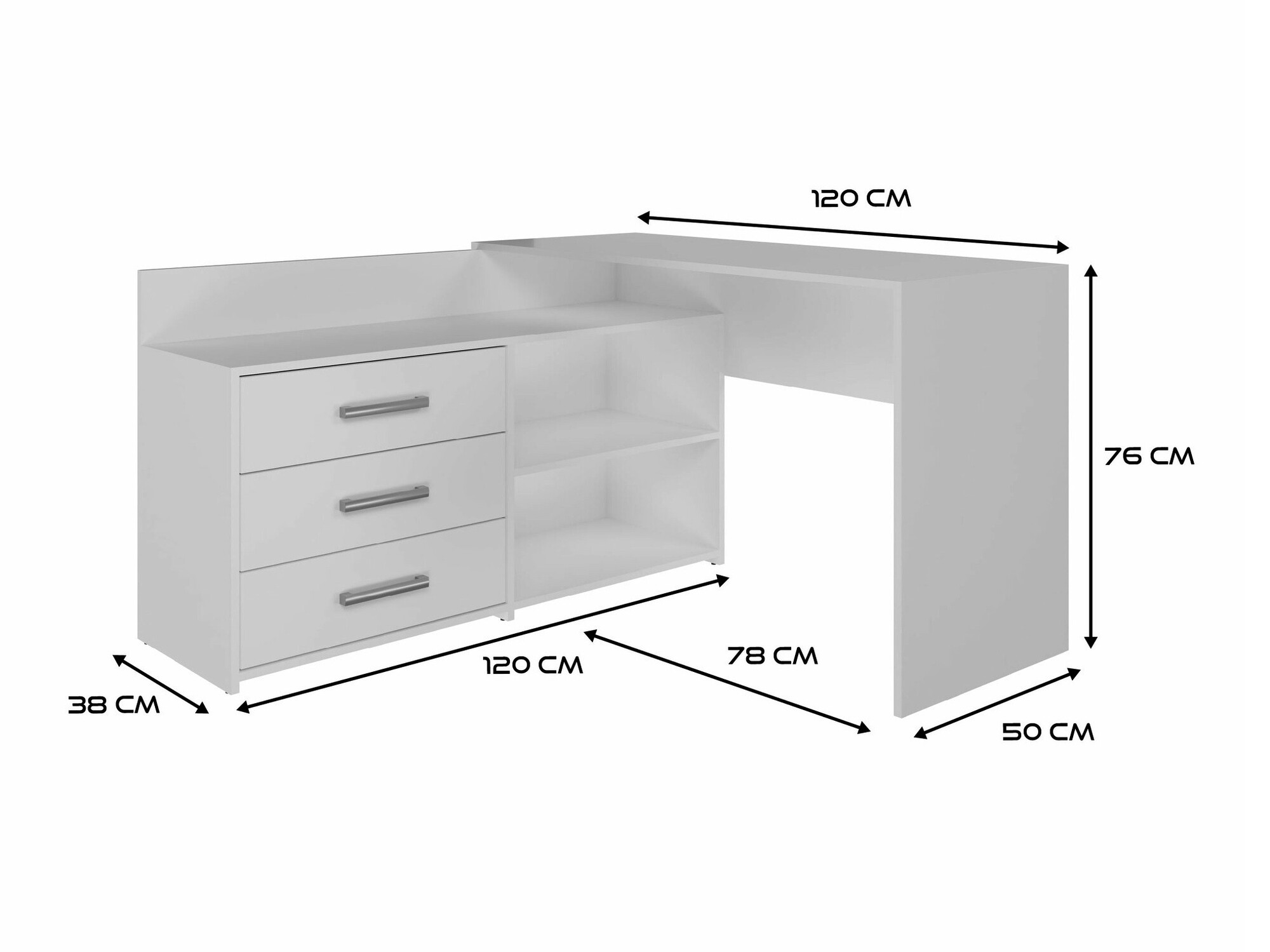 Kotna pisalna miza Mandeville 131 (Mat bela)