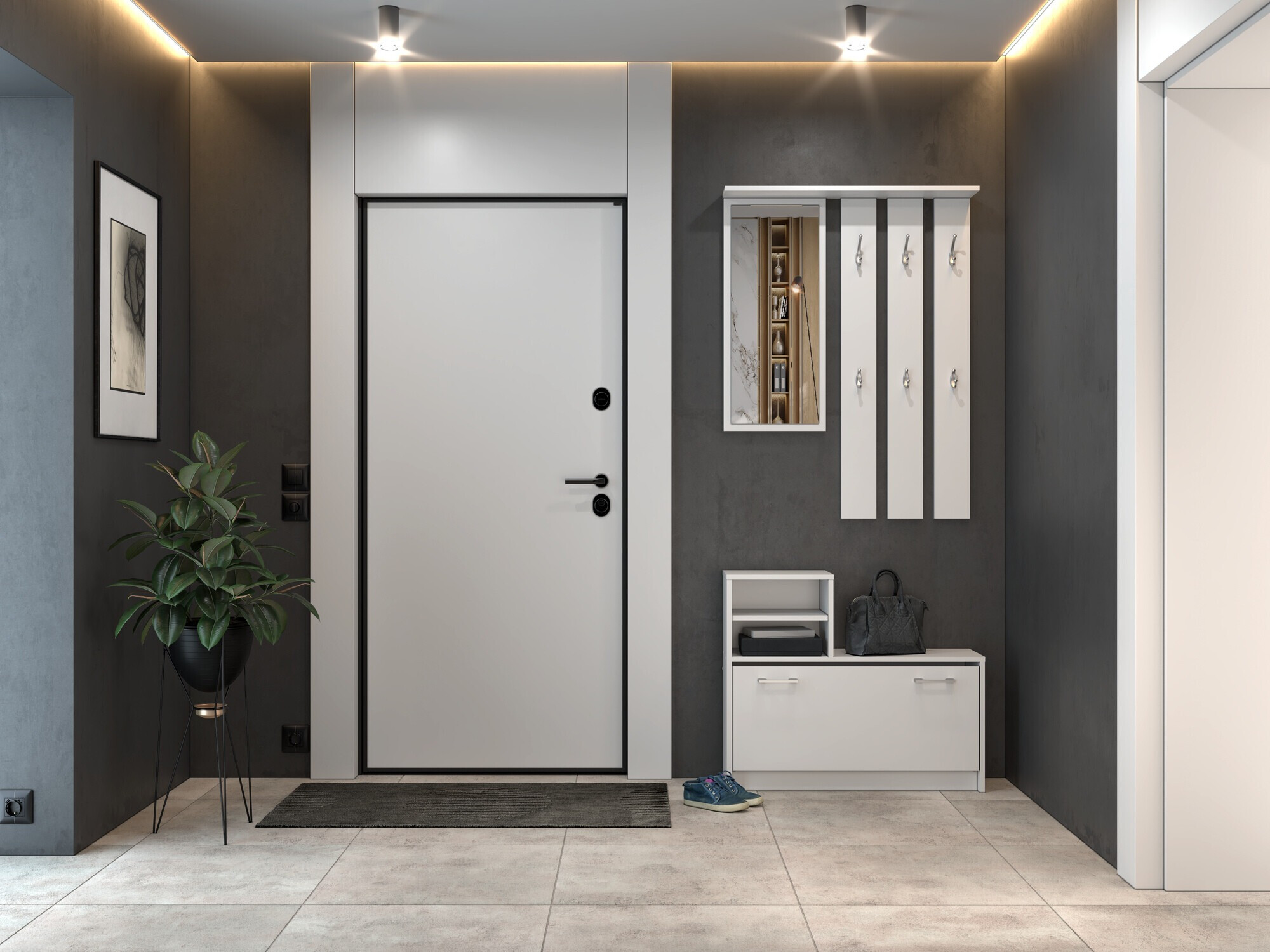 Komplet za predsobo Mandeville 144 (Bela)