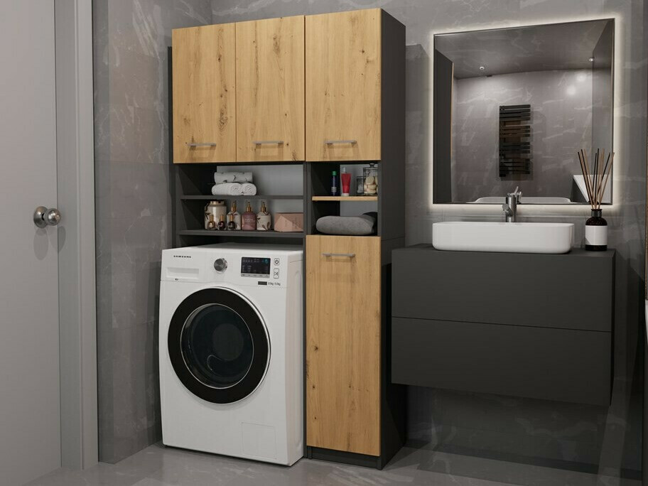 Kopalniški poličnik Mandeville 128 (Antracit + Artisan hrast)