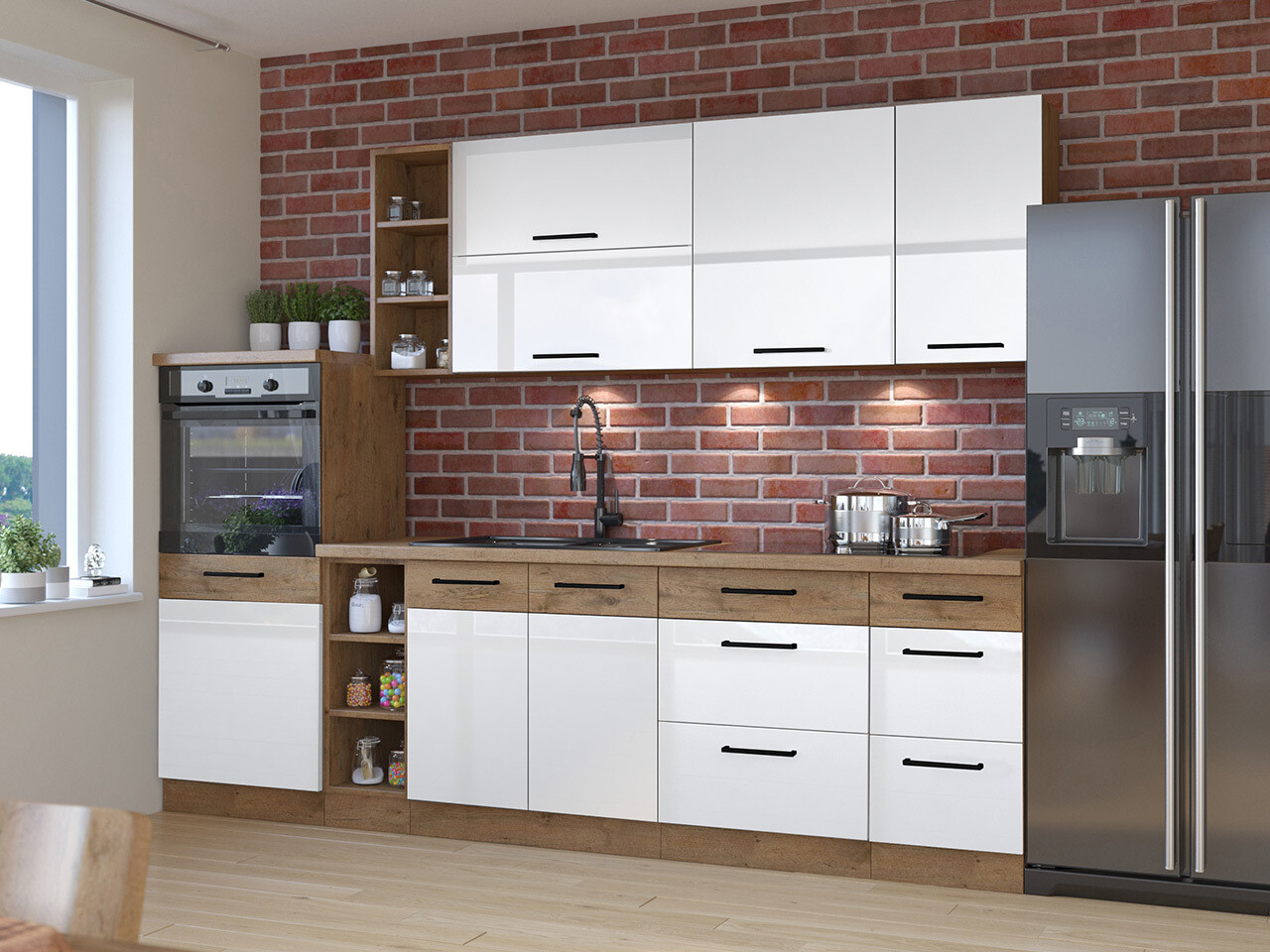 Modularni kuhinjski komplet Wood White 136