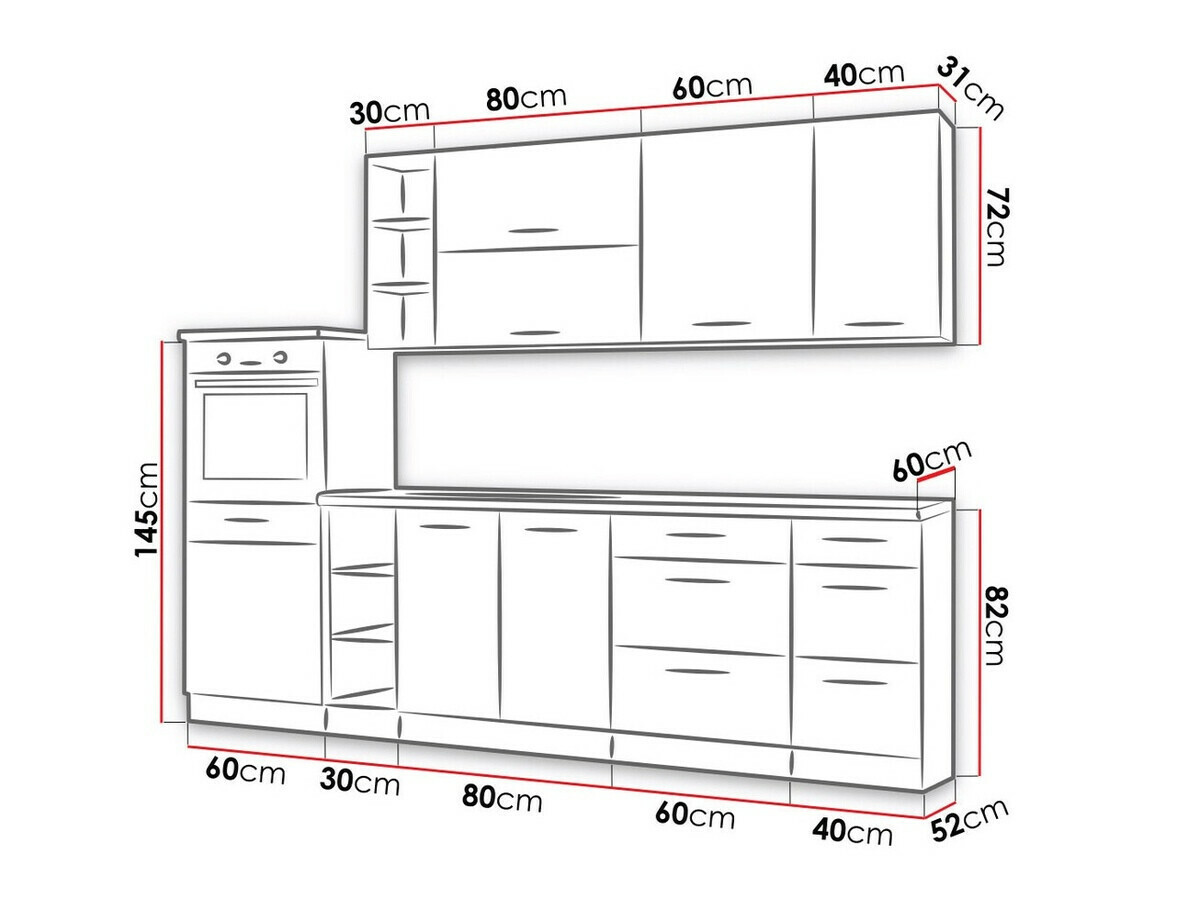 Modularni kuhinjski komplet Wood White 136