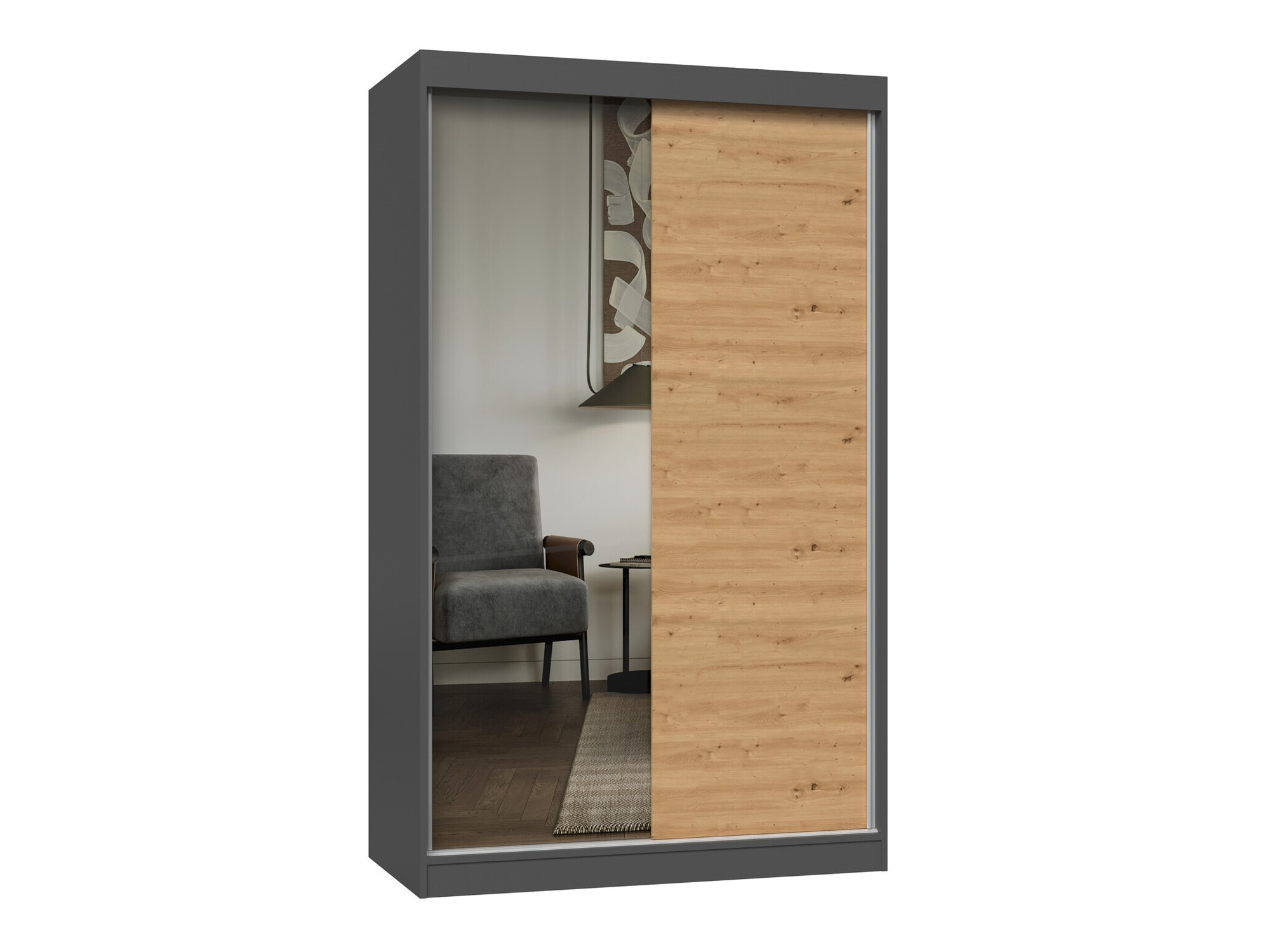 Garderobna omara Mandeville 155 (Antracit + Artisan hrast)