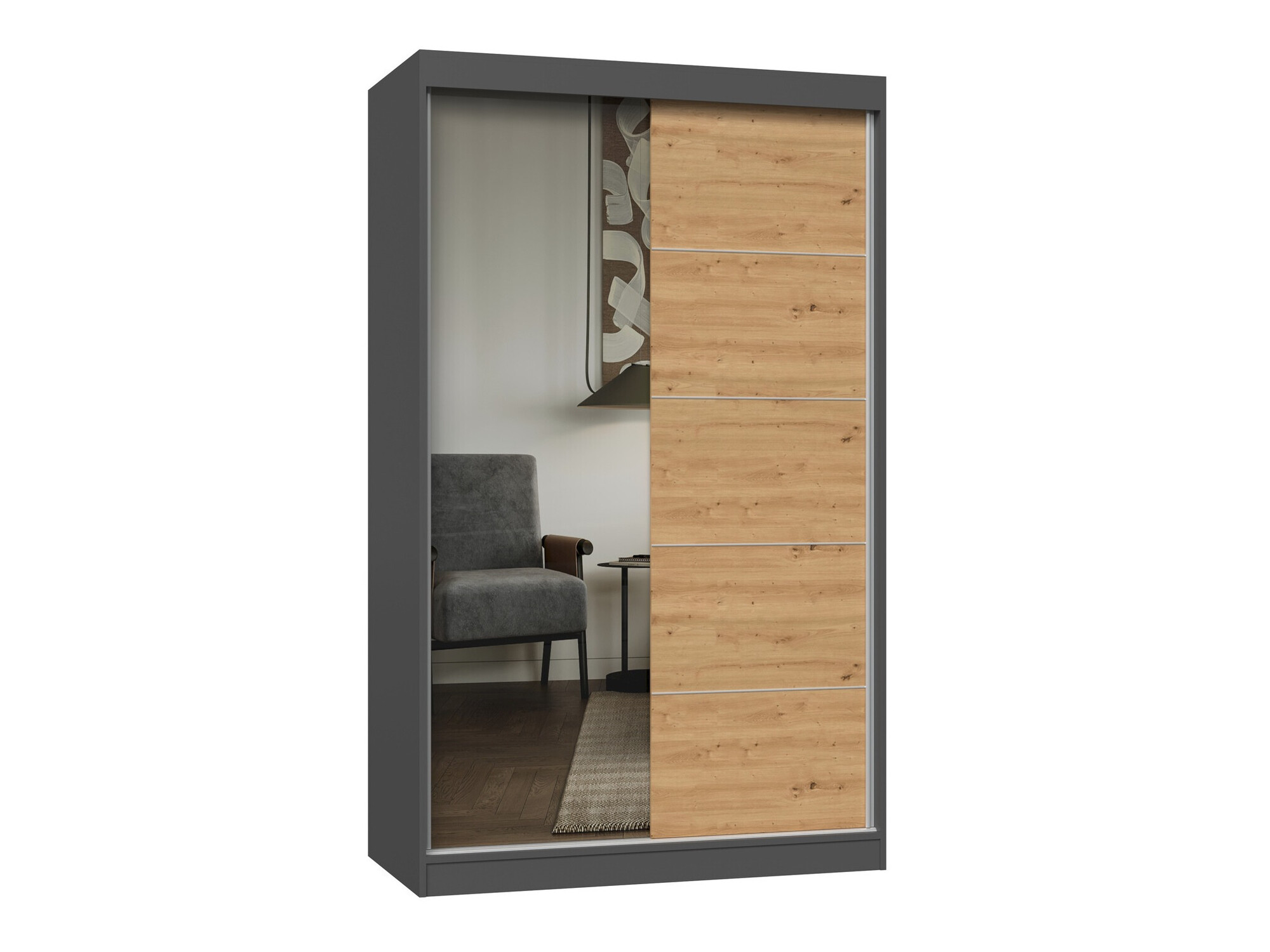 Garderobna omara Mandeville 157 (Antracit + Artisan hrast)