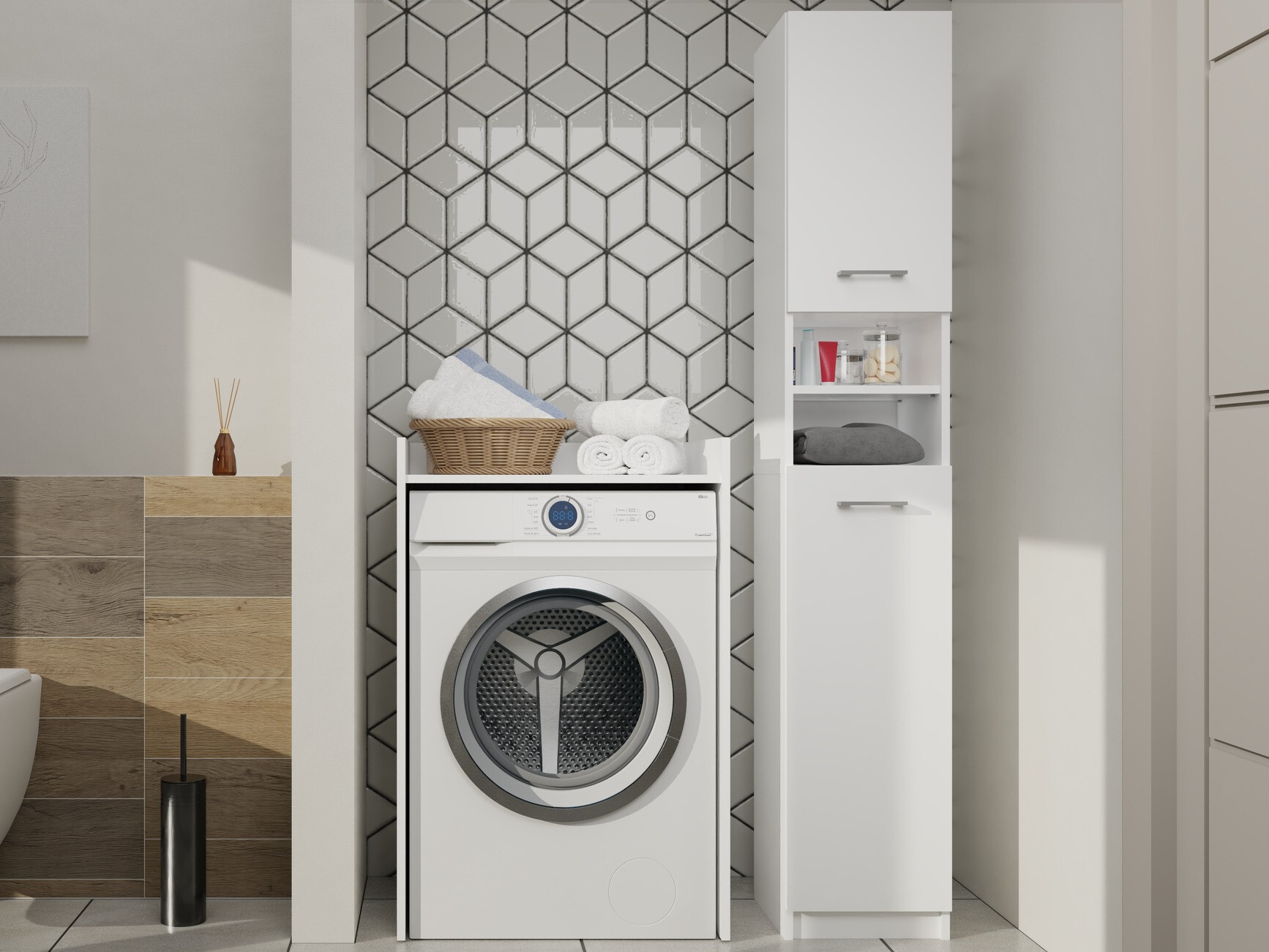 Prostostoječa Kopalniška omarica Mandeville 152 (Bela)