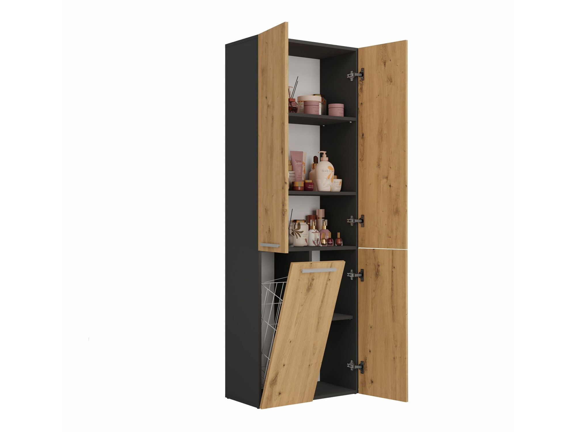 Prostostoječa Kopalniška omarica Nolmaru 100 (Antracit + Artisan hrast)