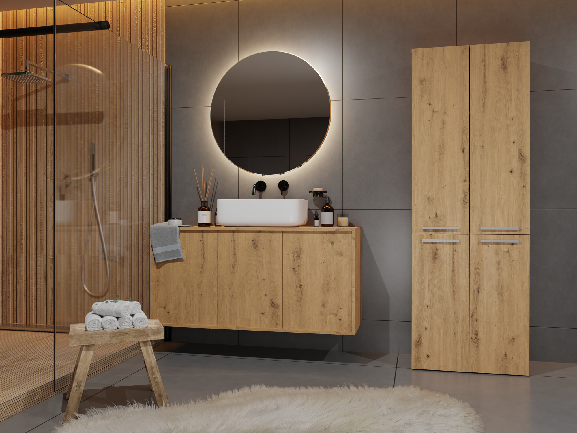 Prostostoječa Kopalniška omarica Nolmaru 100 (Artisan hrast)