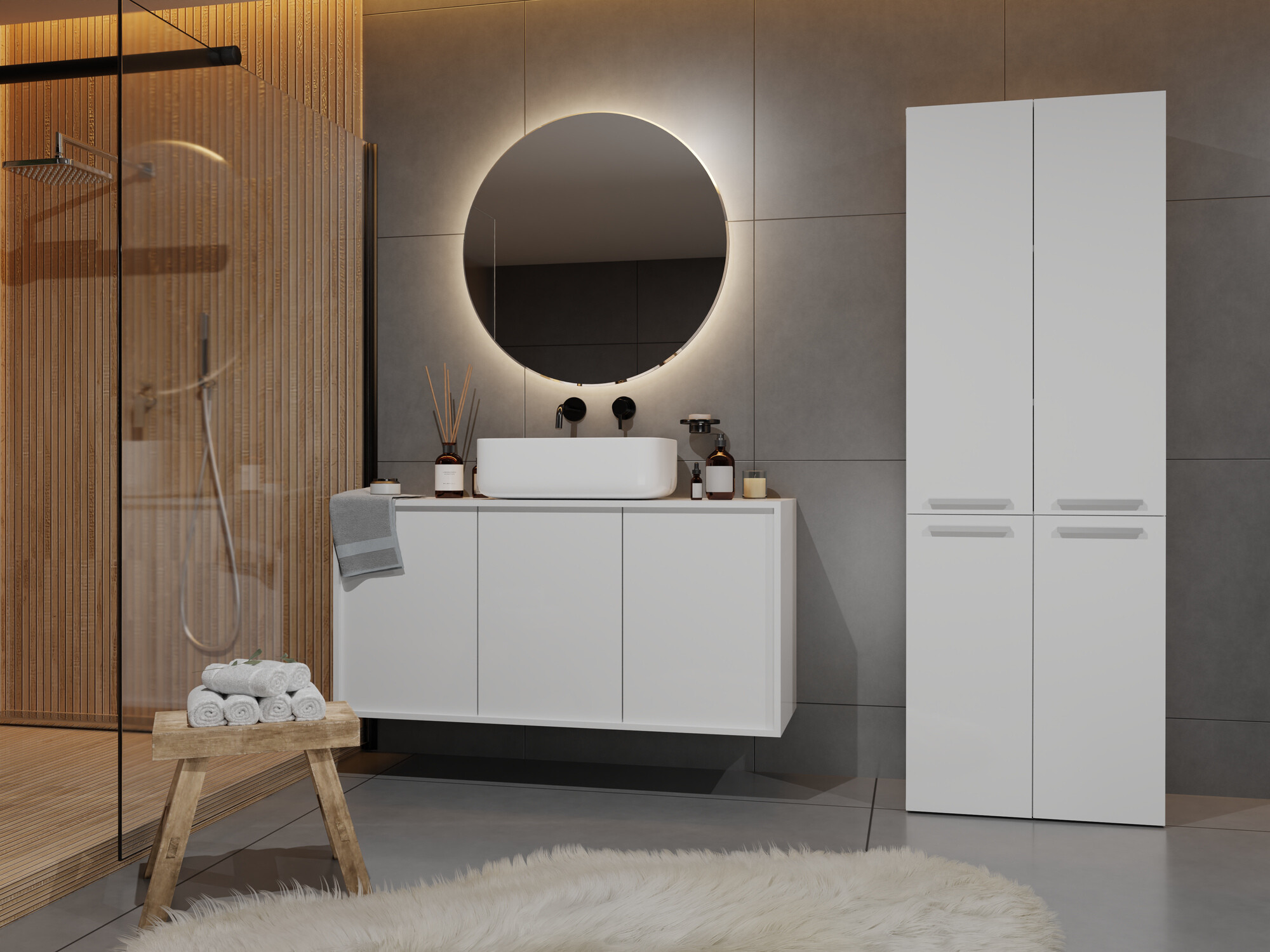 Prostostoječa Kopalniška omarica Nolmaru 100 (Bela)