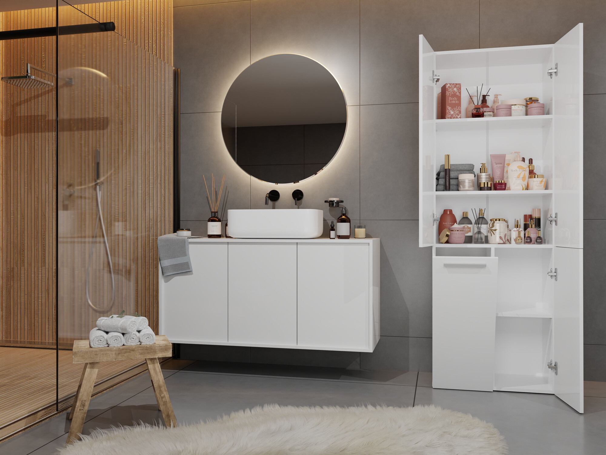 Prostostoječa Kopalniška omarica Nolmaru 100 (Bela)