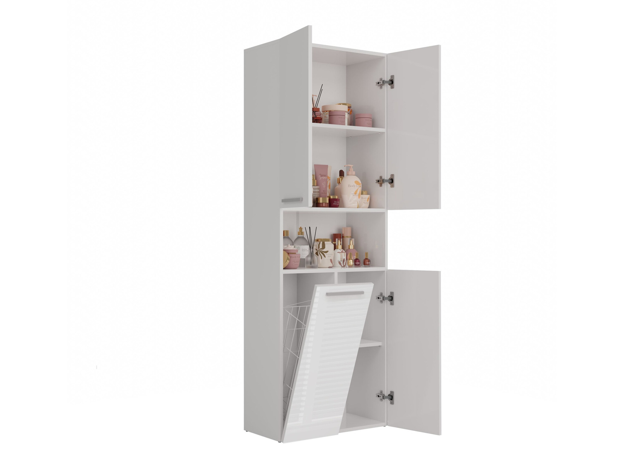 Prostostoječa Kopalniška omarica Nolmaru 101 (Bela + Sijaj bela)