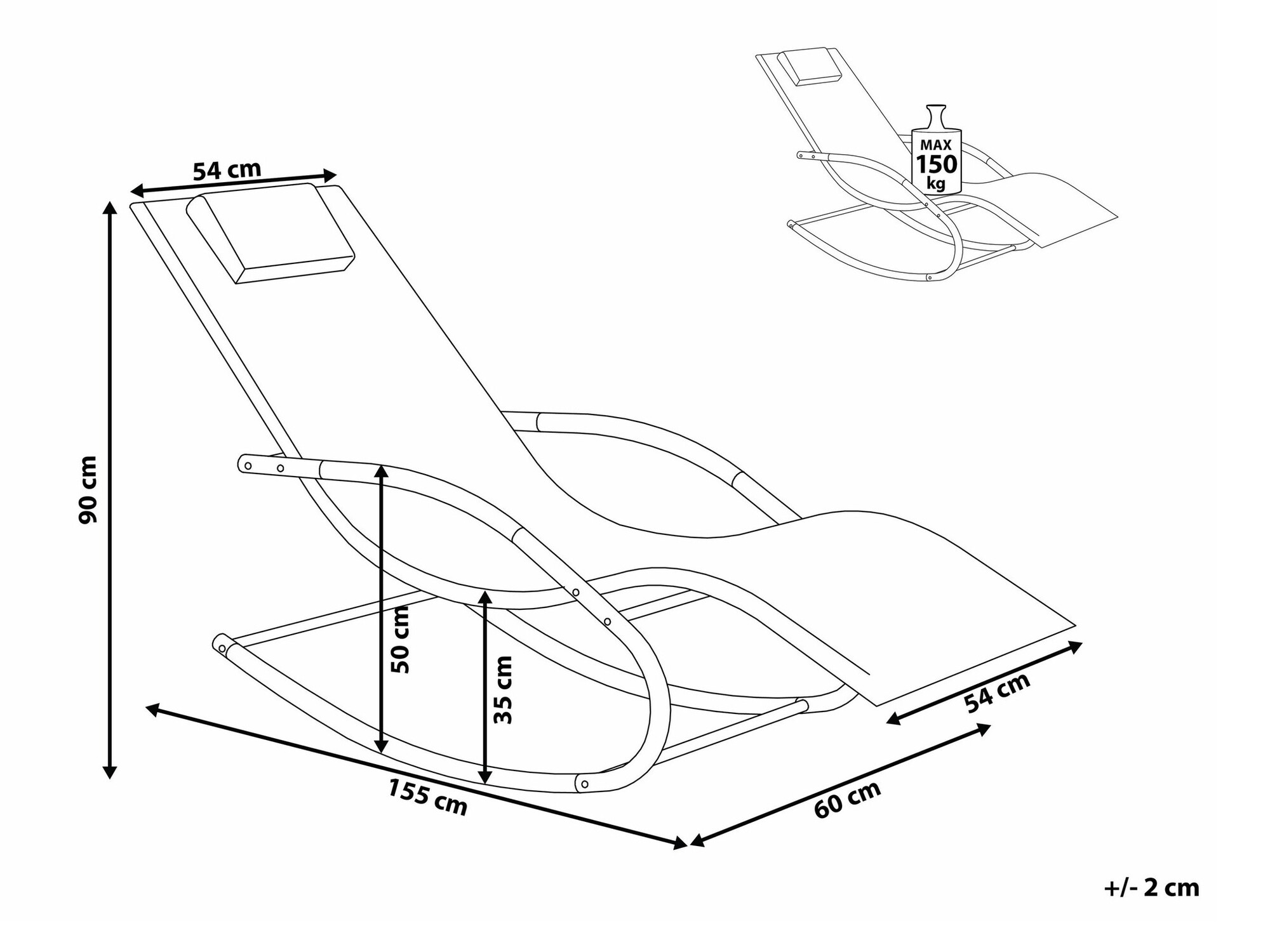 Vrtni ležalnik Berwyn 1973 (Črna)
