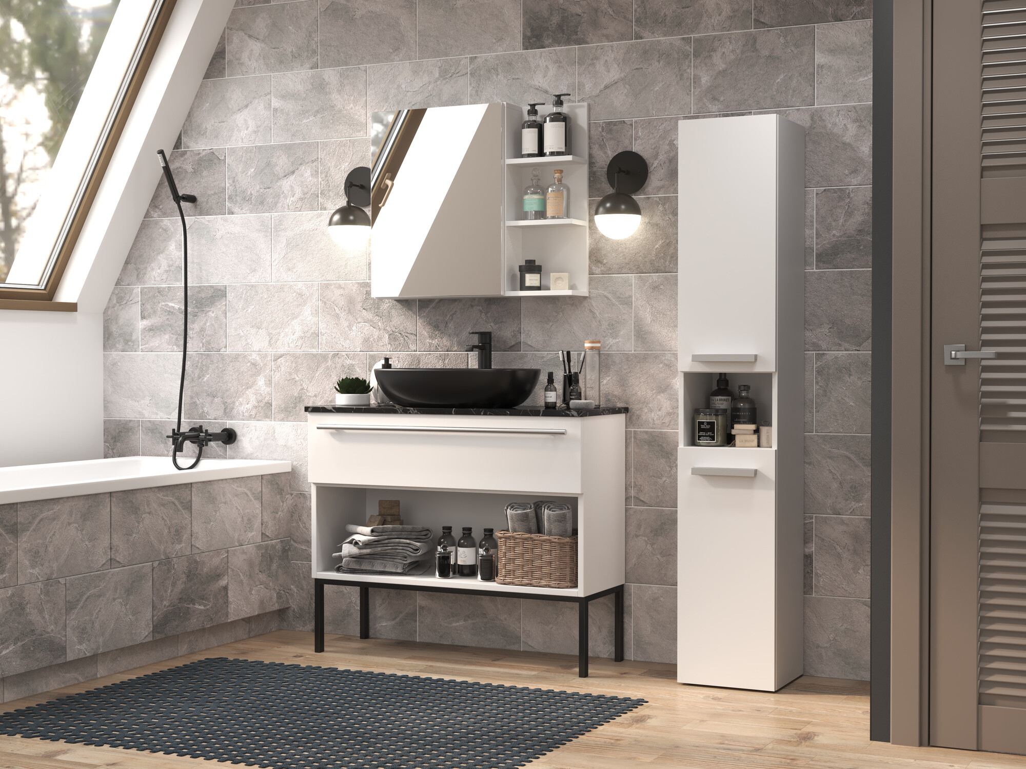 Prostostoječa Kopalniška omarica Nolmaru 106 (Bela)