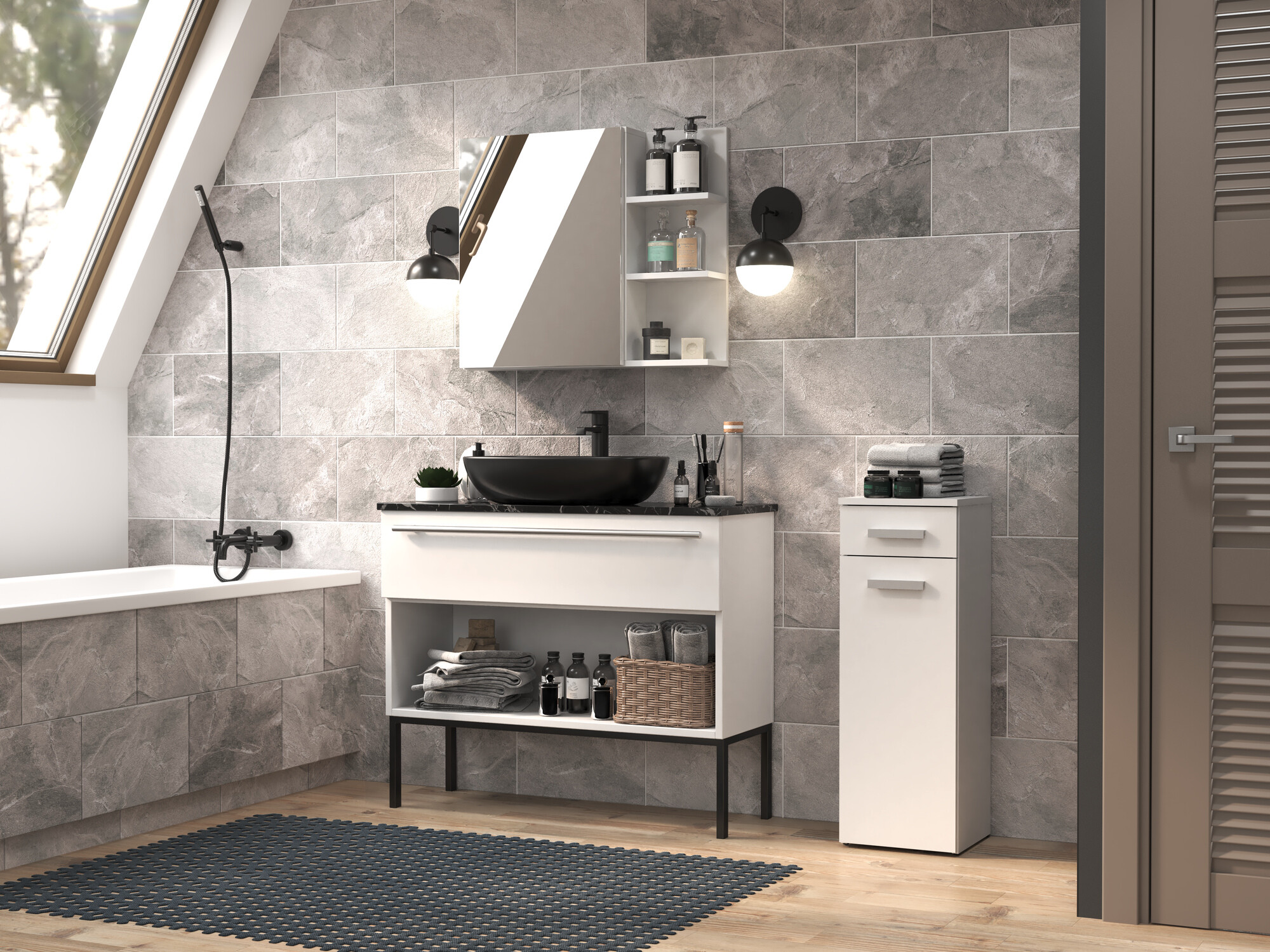 Prostostoječa Kopalniška omarica Nolmaru 109 (Bela)