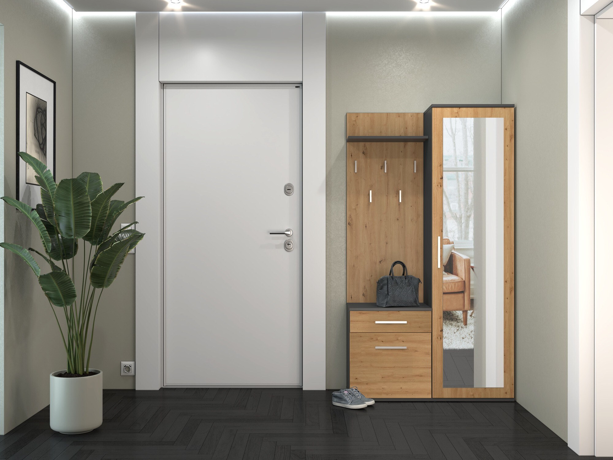 Garderobna omara Mandeville 127 (Artisan hrast + Antracit)