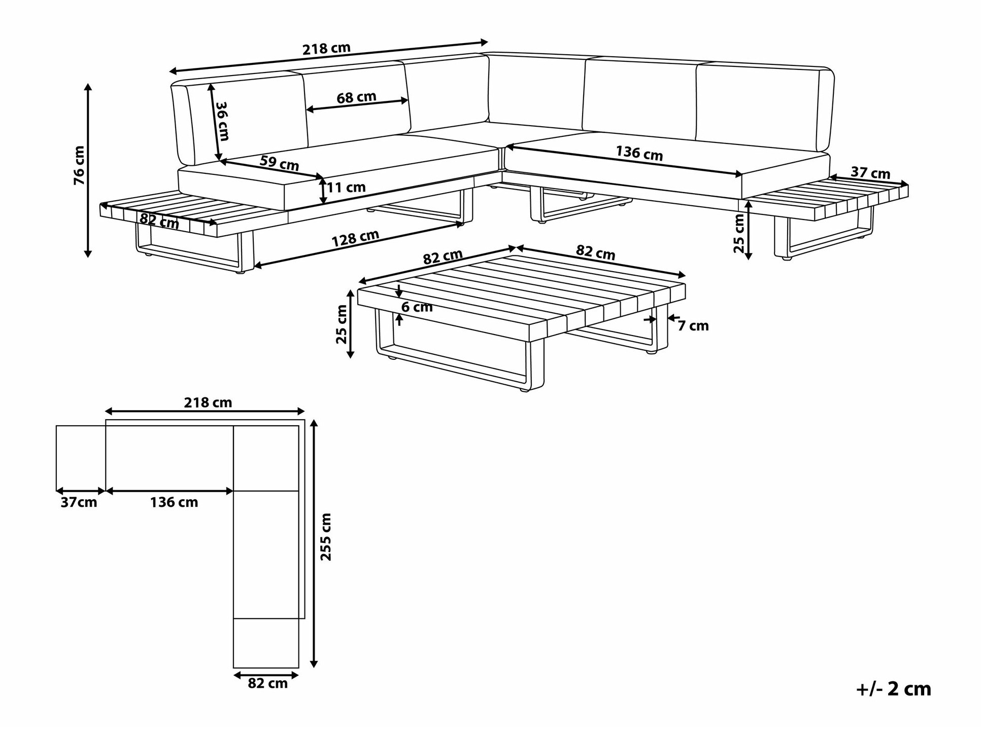 Komplet vrtnega pohištva Berwyn 1987 (Siva + Svetel les)