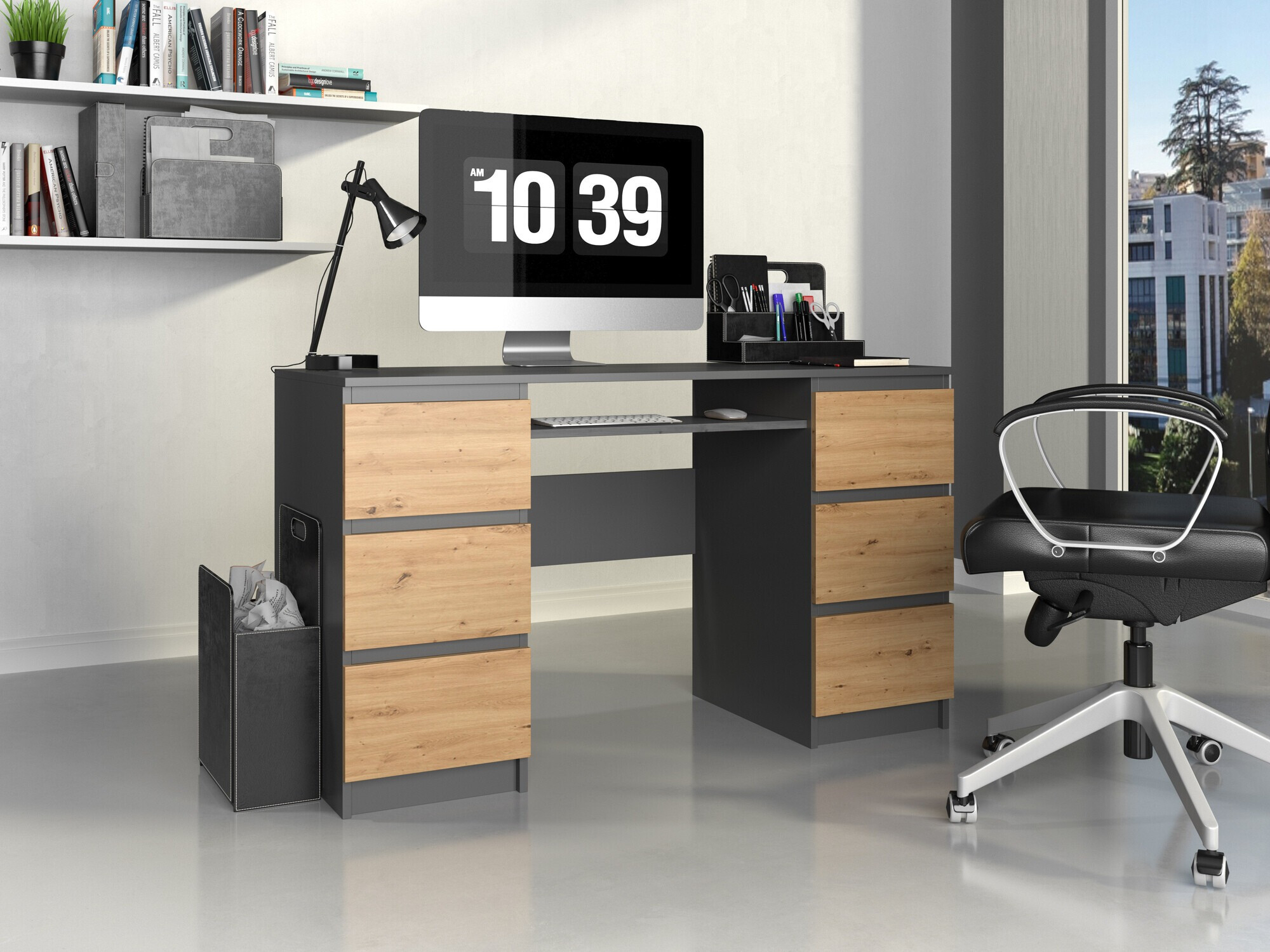 Pisalna miza Mandeville 178 (Antracit + Artisan hrast)