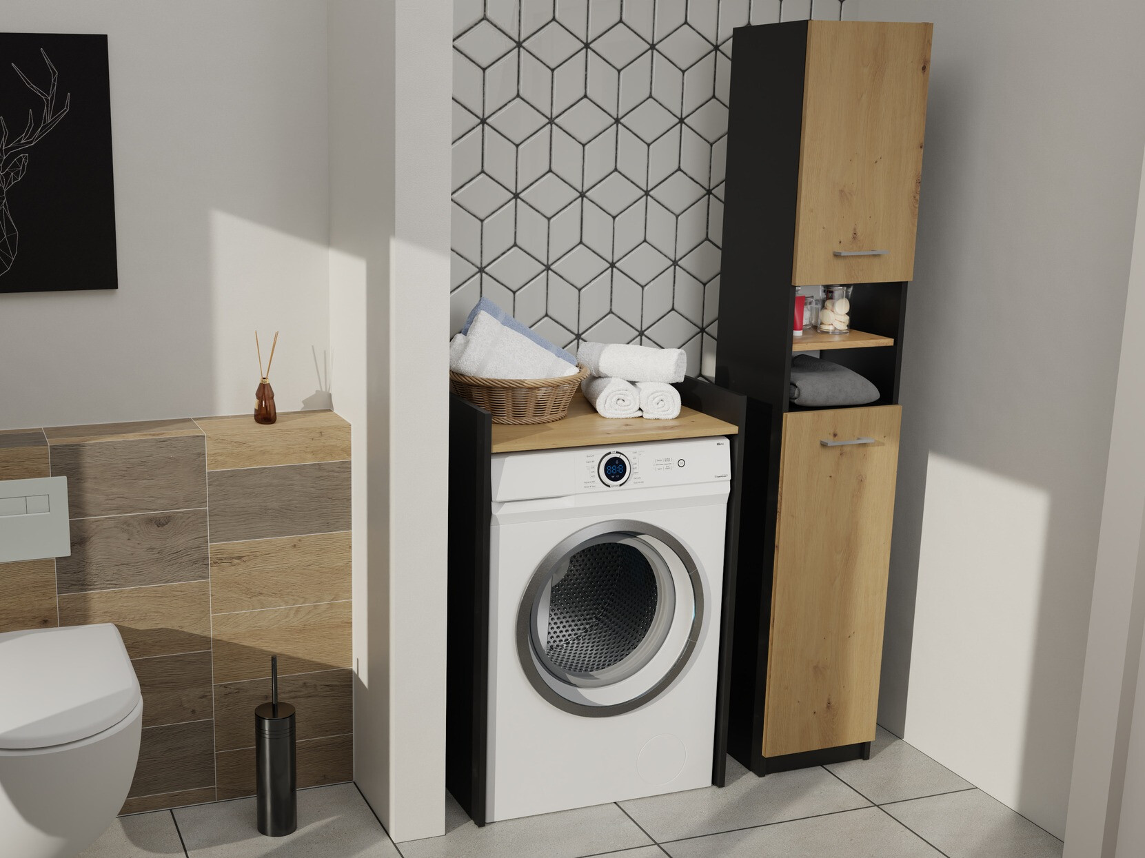 Prostostoječa Kopalniška omarica Balelbo 102 (Antracit + Artisan hrast)