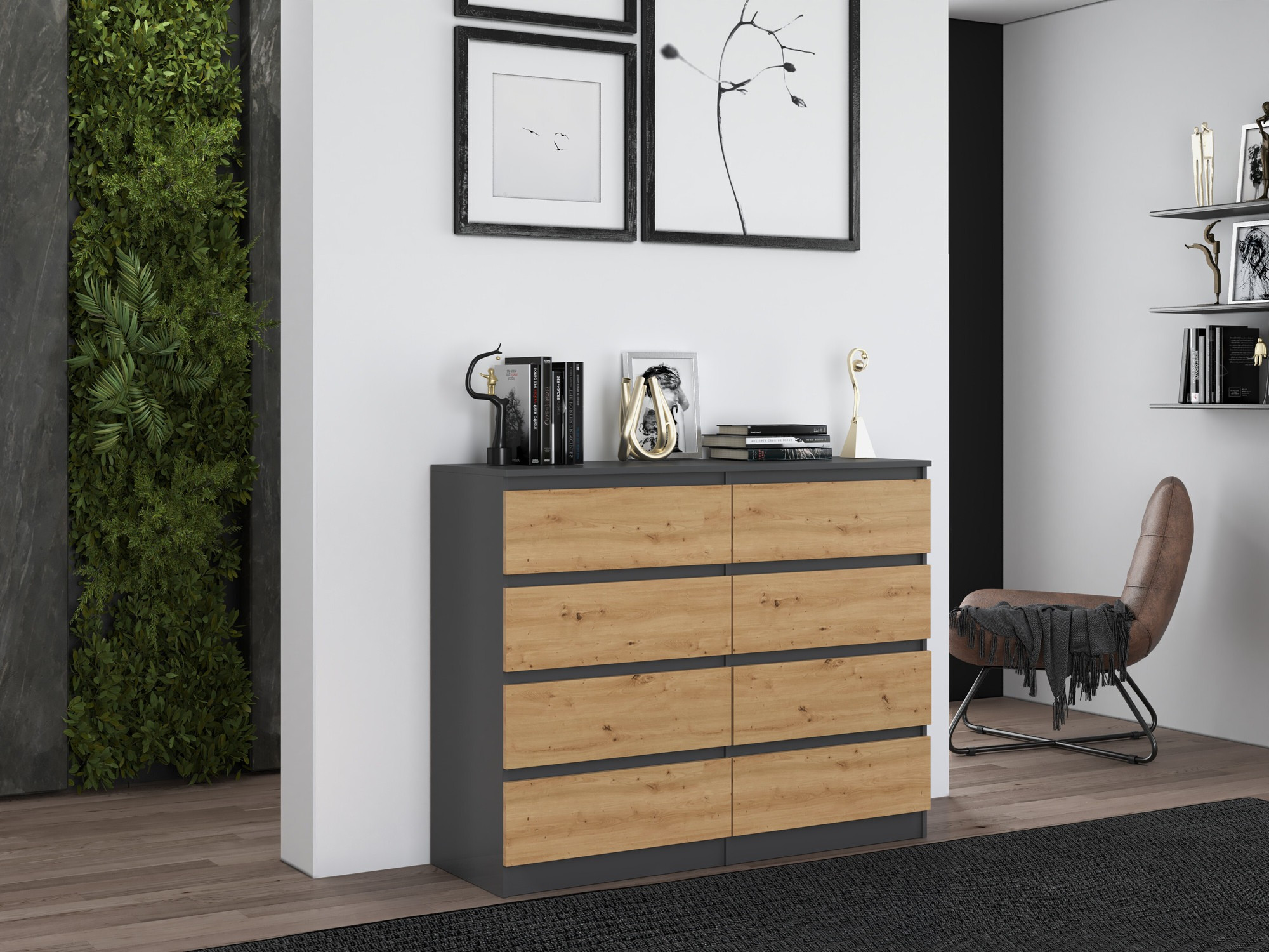 Komoda Elbvelu 101 (Antracit + Artisan hrast)