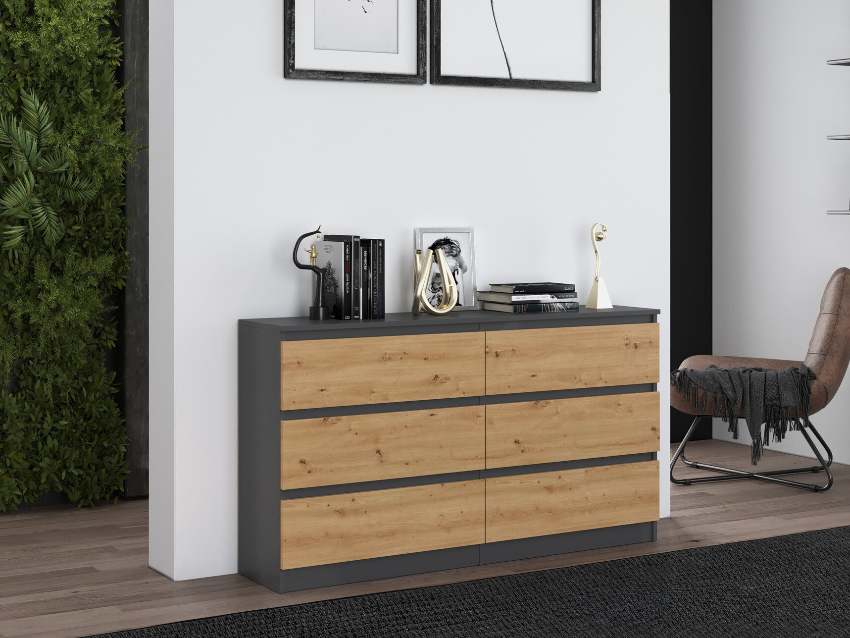 Komoda Elbvelu 102 (Antracit + Artisan hrast)