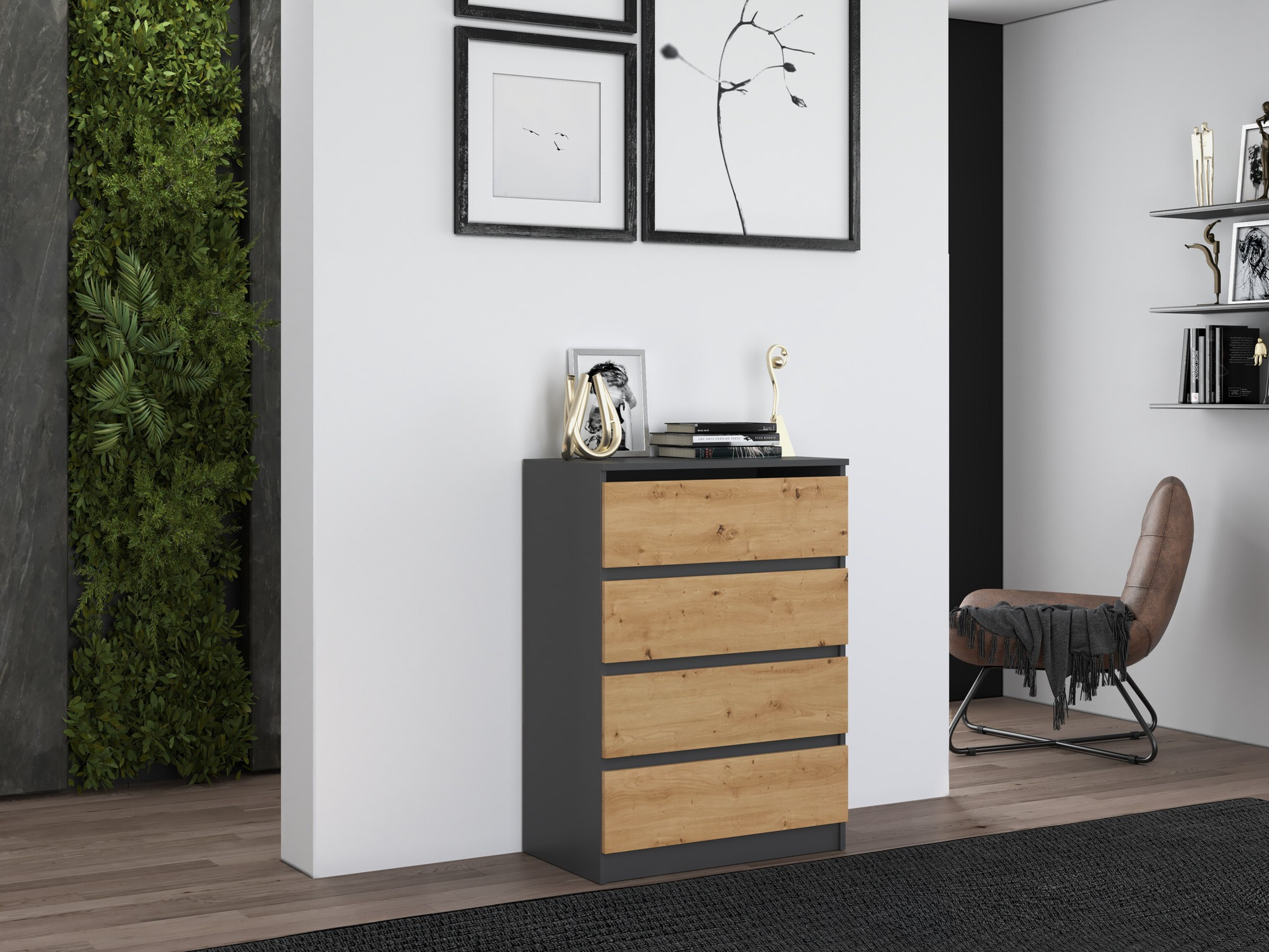 Komoda Elbvelu 105 (Antracit + Artisan hrast)