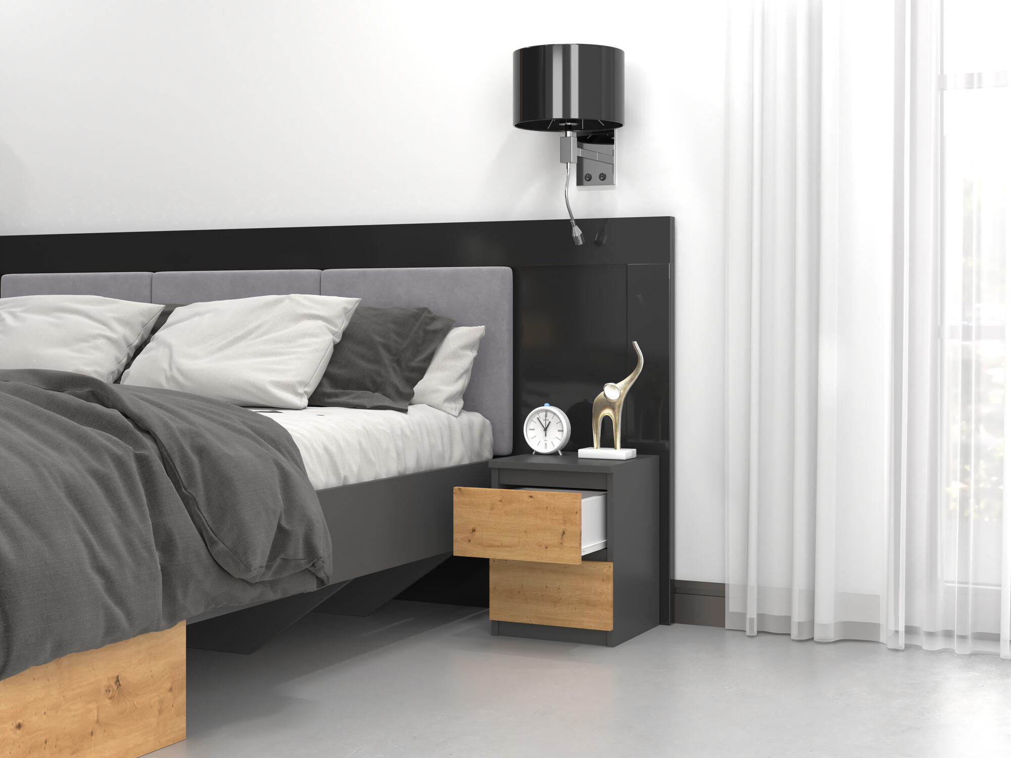 Nočna omarica Elbvelu 107 (Antracit + Artisan hrast)