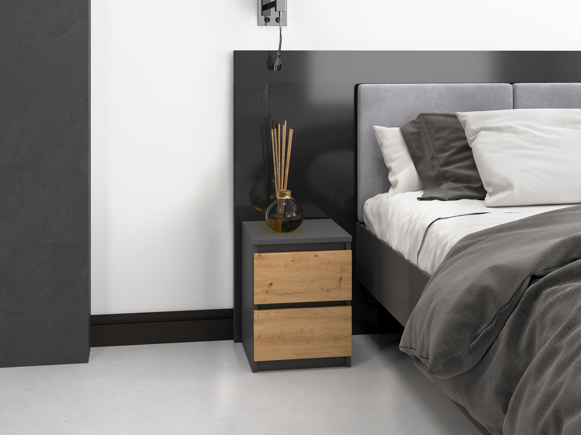 Nočna omarica Elbvelu 107 (Antracit + Artisan hrast)