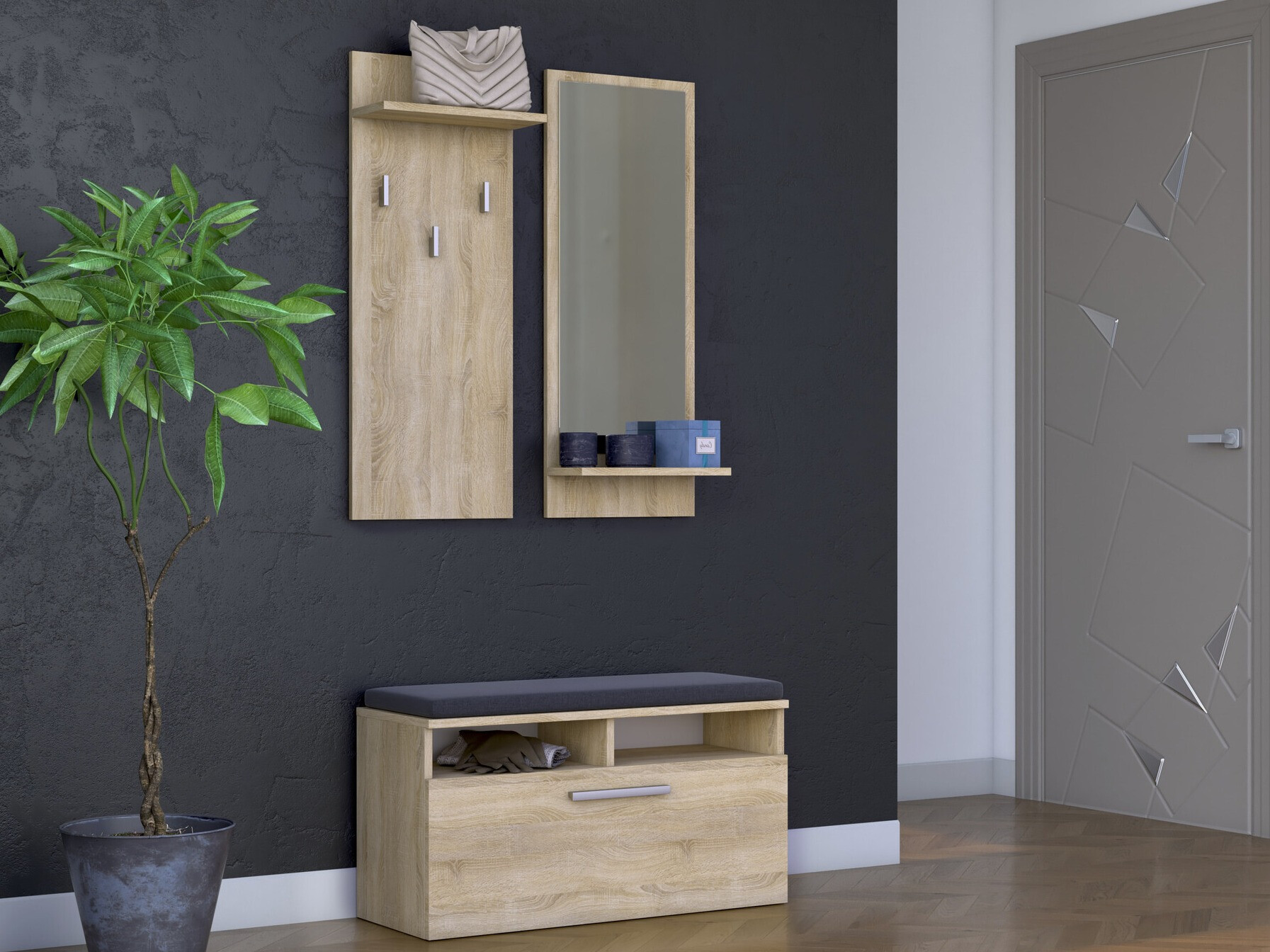 Komplet za predsobo Mandeville 190 (Sonoma hrast)