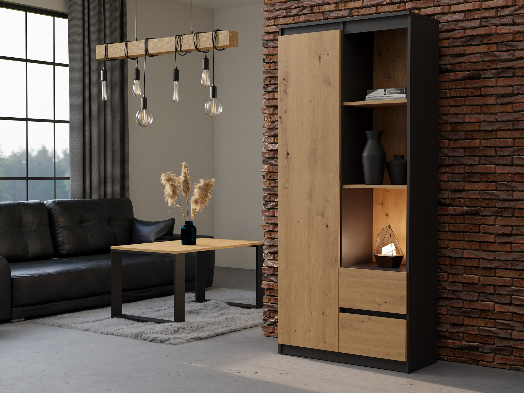 Regal Mandeville 182 (Antracit + Artisan hrast)