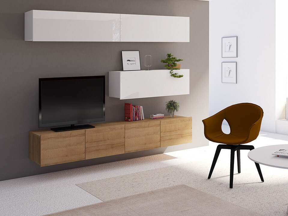 Dnevni prostor Tivdalu 112 (Zlati hrast + Bela + Sijaj bela)