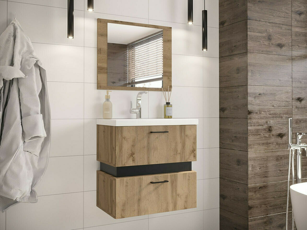 Kopalniški komplet Hartford C104 (Wotan hrast + Črna)