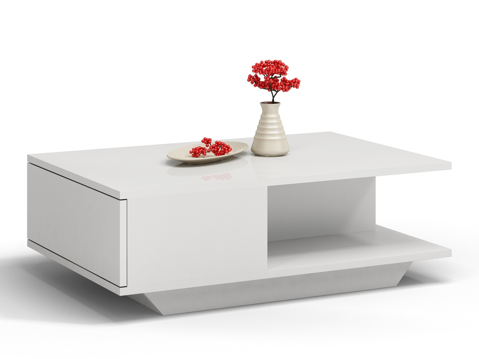 Klubska mizica Mandeville 205 (Bela + Sijaj bela)