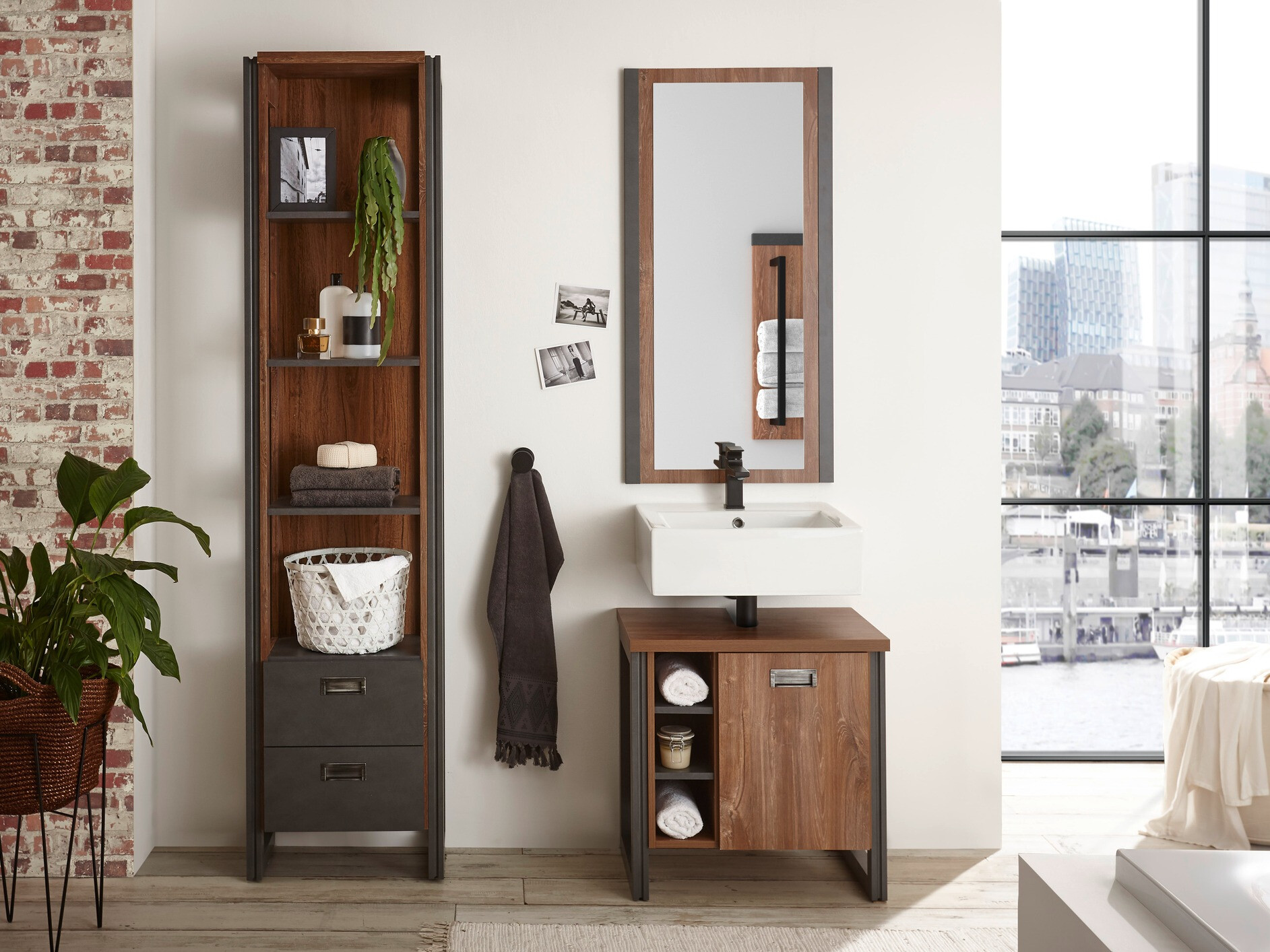 Prostostoječa kopalniška omarica za umivalnik Virmeli 138