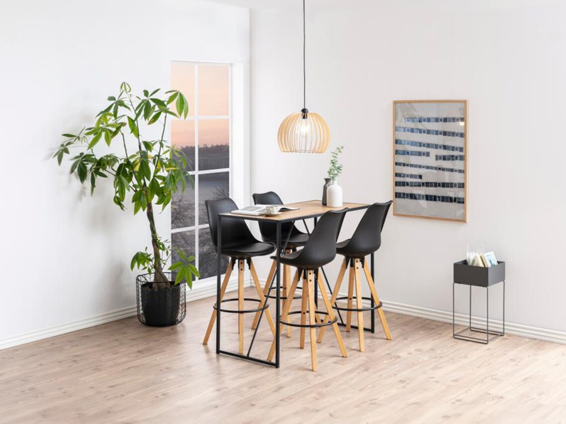 Jedilniški komplet Norsica 517 (Črna + Svetel les)