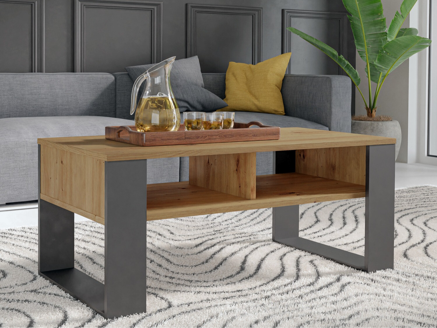 Klubska mizica Mandeville 209 (Artisan hrast + Antracit)