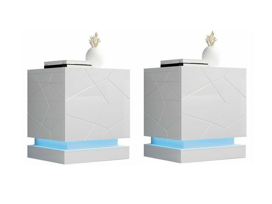 Komplet nočnih omaric Charlotte 187 (Bela + Sijaj bela)